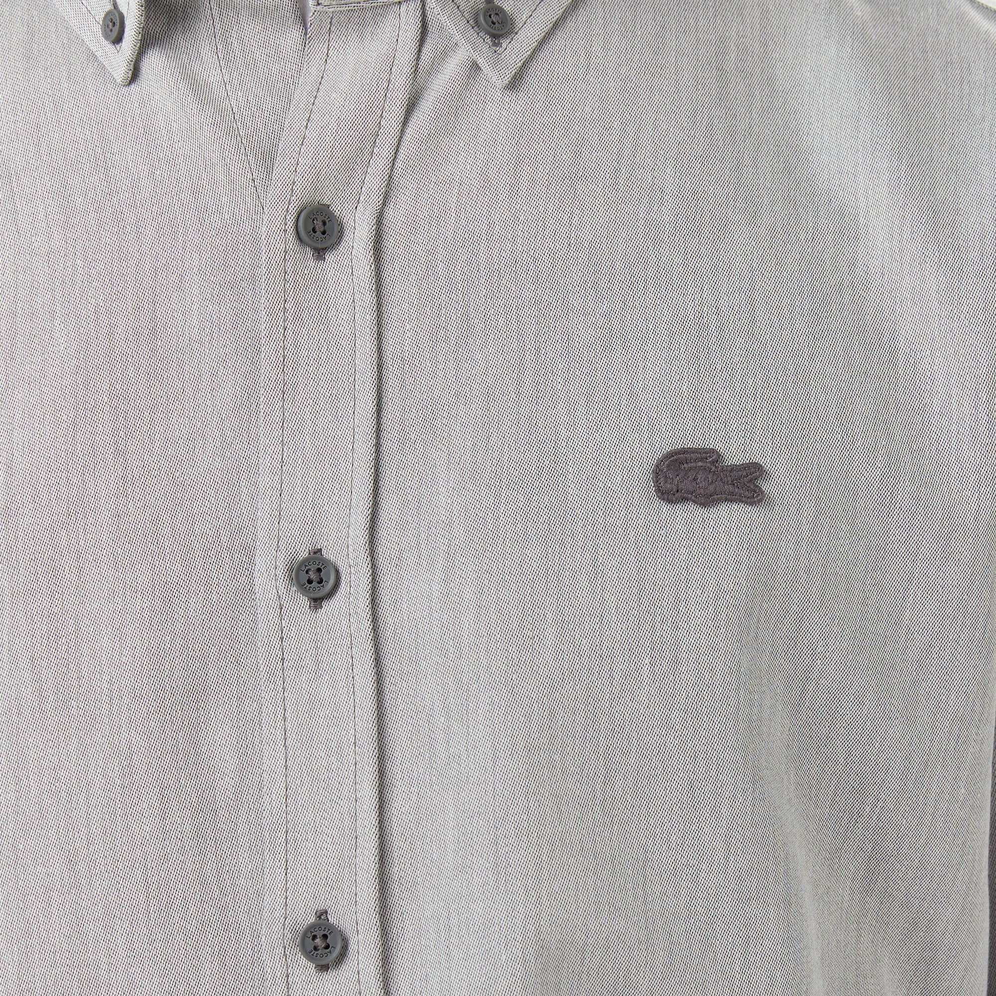 Erkek Regular Fit Düğmeli Yaka Gri Gömlek