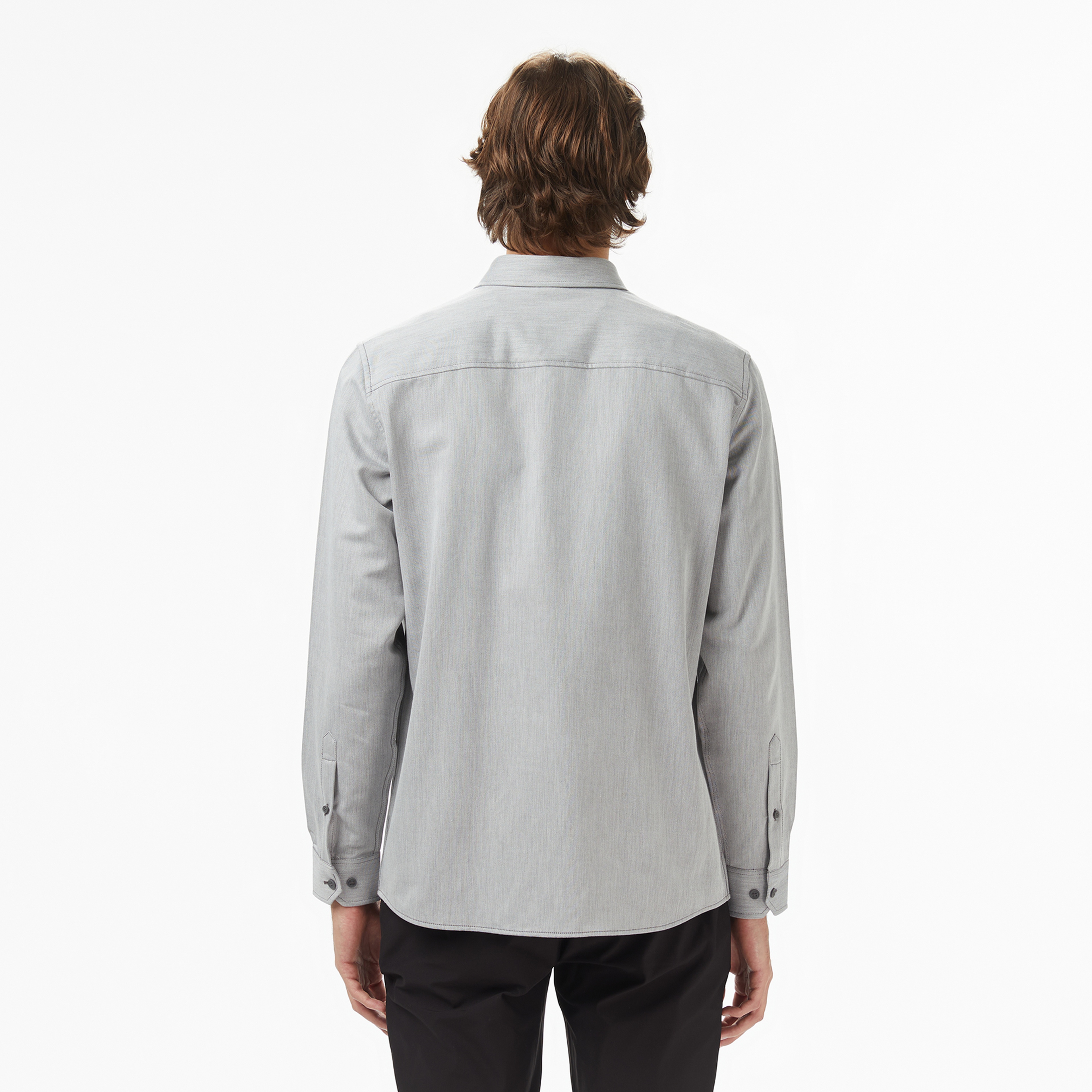 Erkek Regular Fit Düğmeli Yaka Gri Gömlek