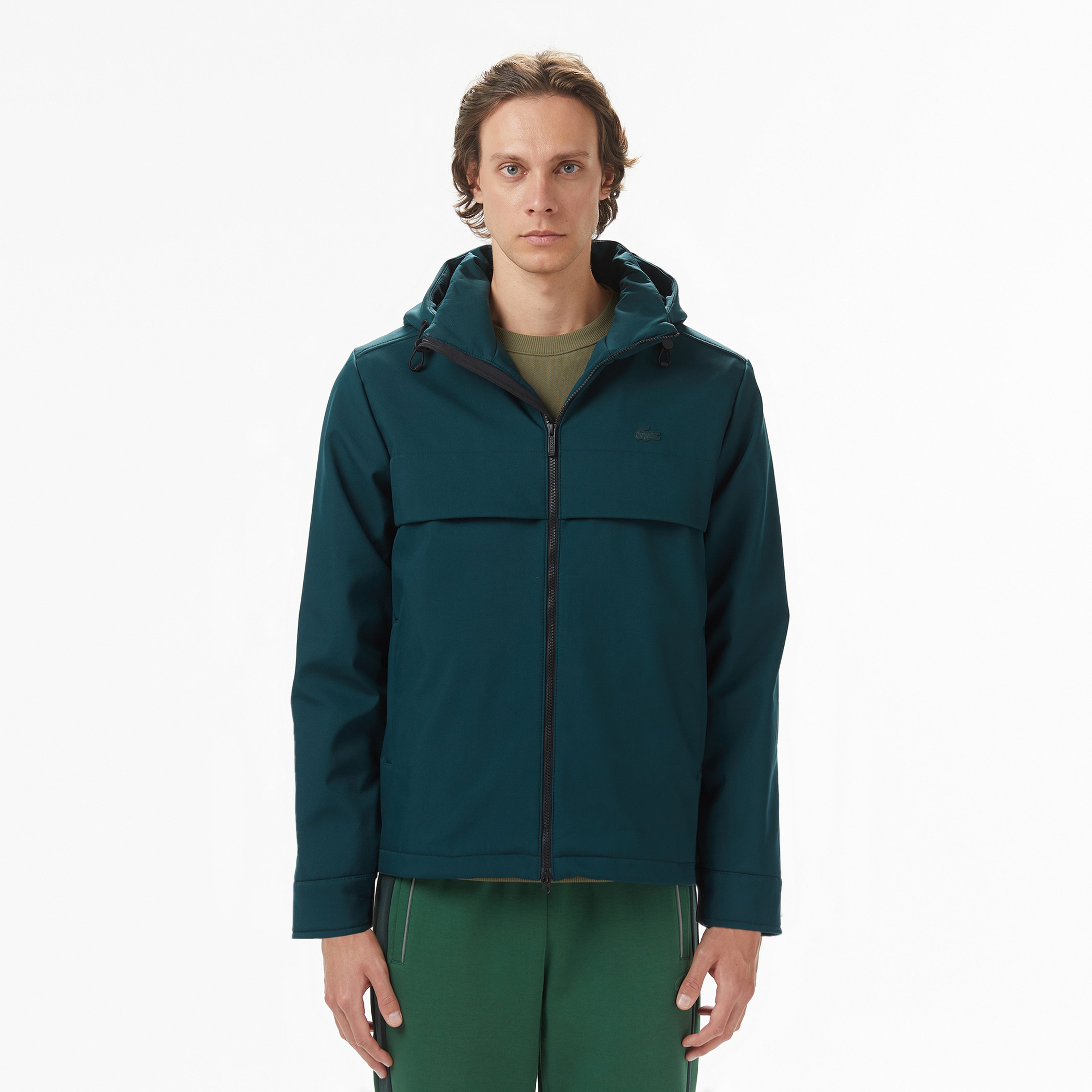 Erkek Kapüşonlu Koyu Yeşil Yağmurluk