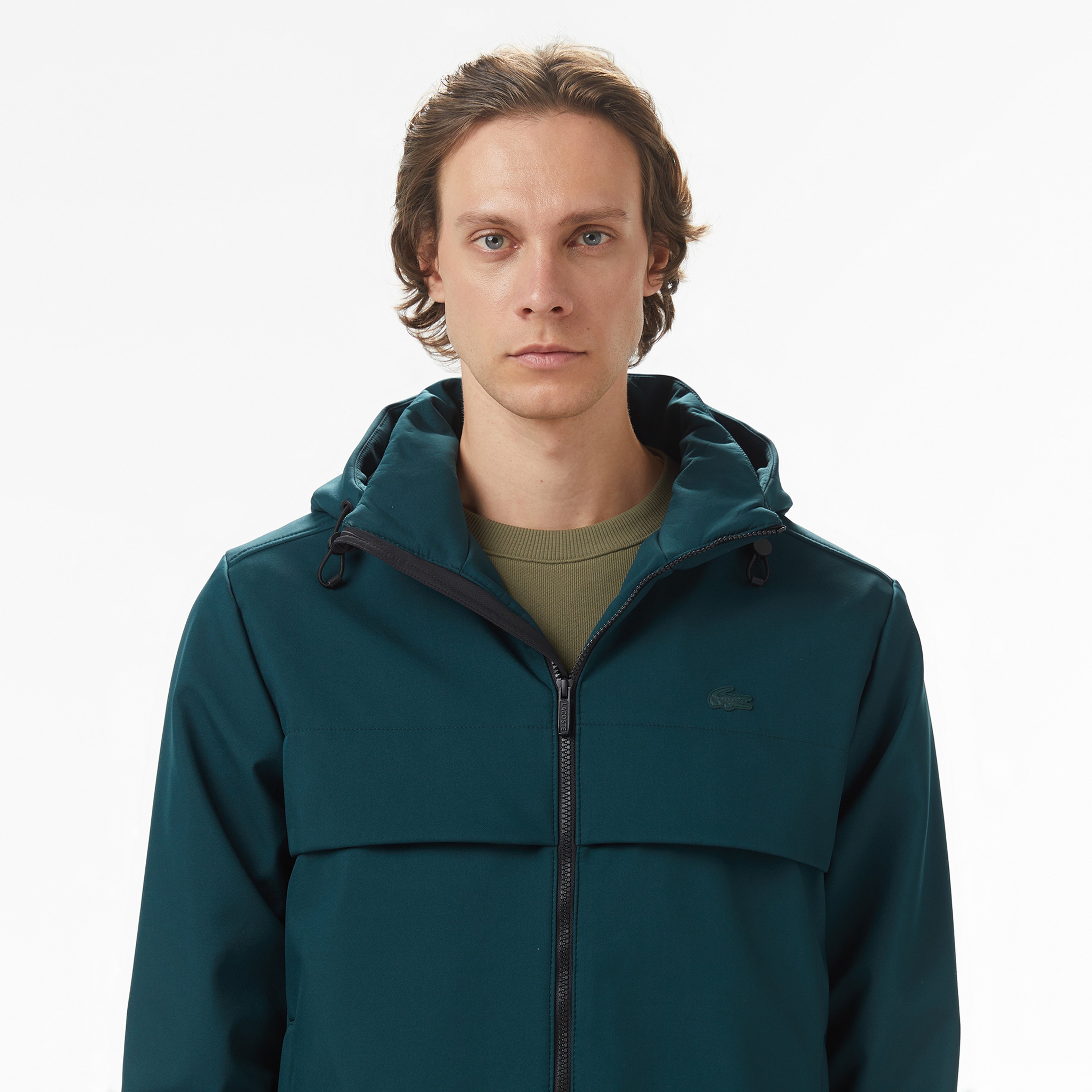 Erkek Kapüşonlu Koyu Yeşil Yağmurluk