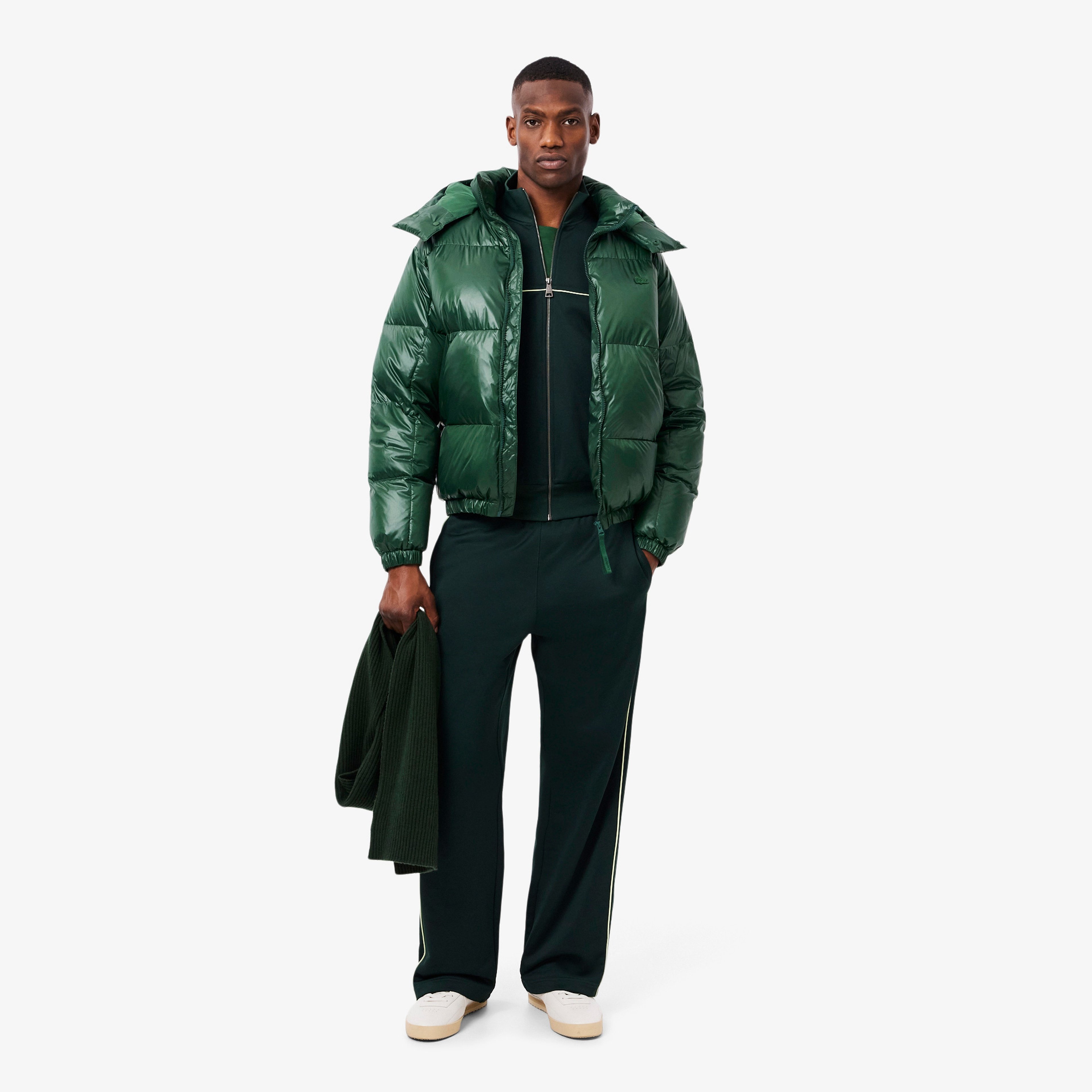 Erkek Relaxed Fit Kapüşonlu Yeşil Mont