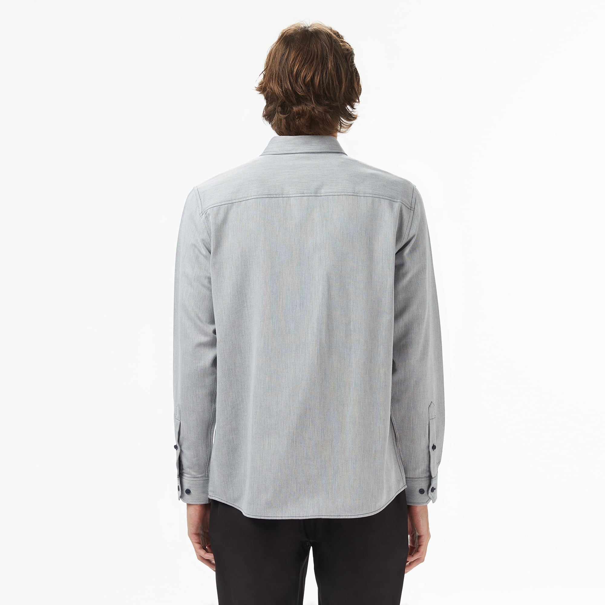 Erkek Regular Fit Düğmeli Yaka Gri Gömlek