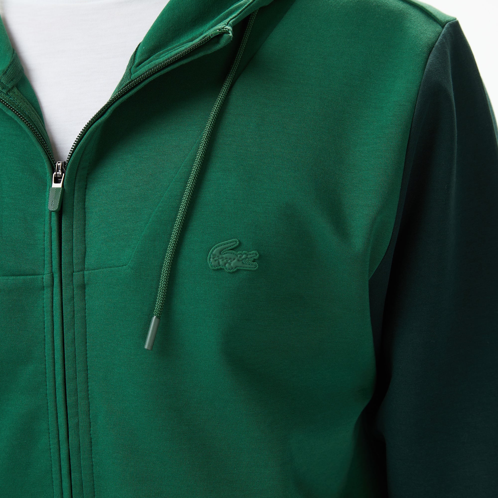 Erkek Slim Fit Kapüşonlu Renk Bloklu Yeşil Sweatshirt