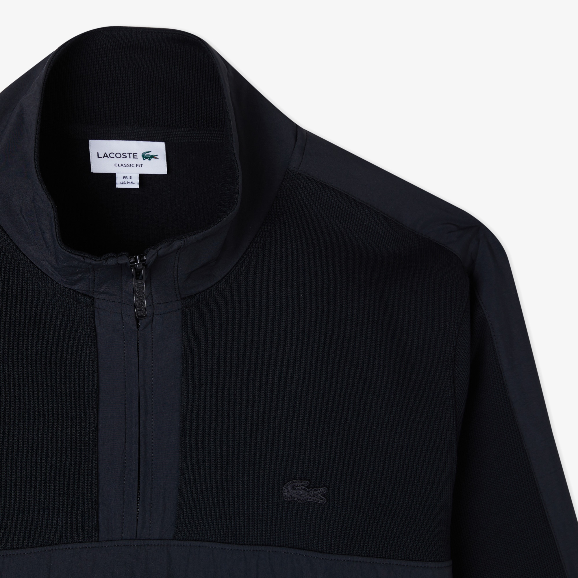 Erkek Classic Fit Yarım Fermuarlı Siyah Sweatshirt