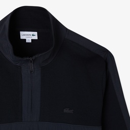 Erkek Classic Fit Yarım Fermuarlı Siyah Sweatshirt Siyah