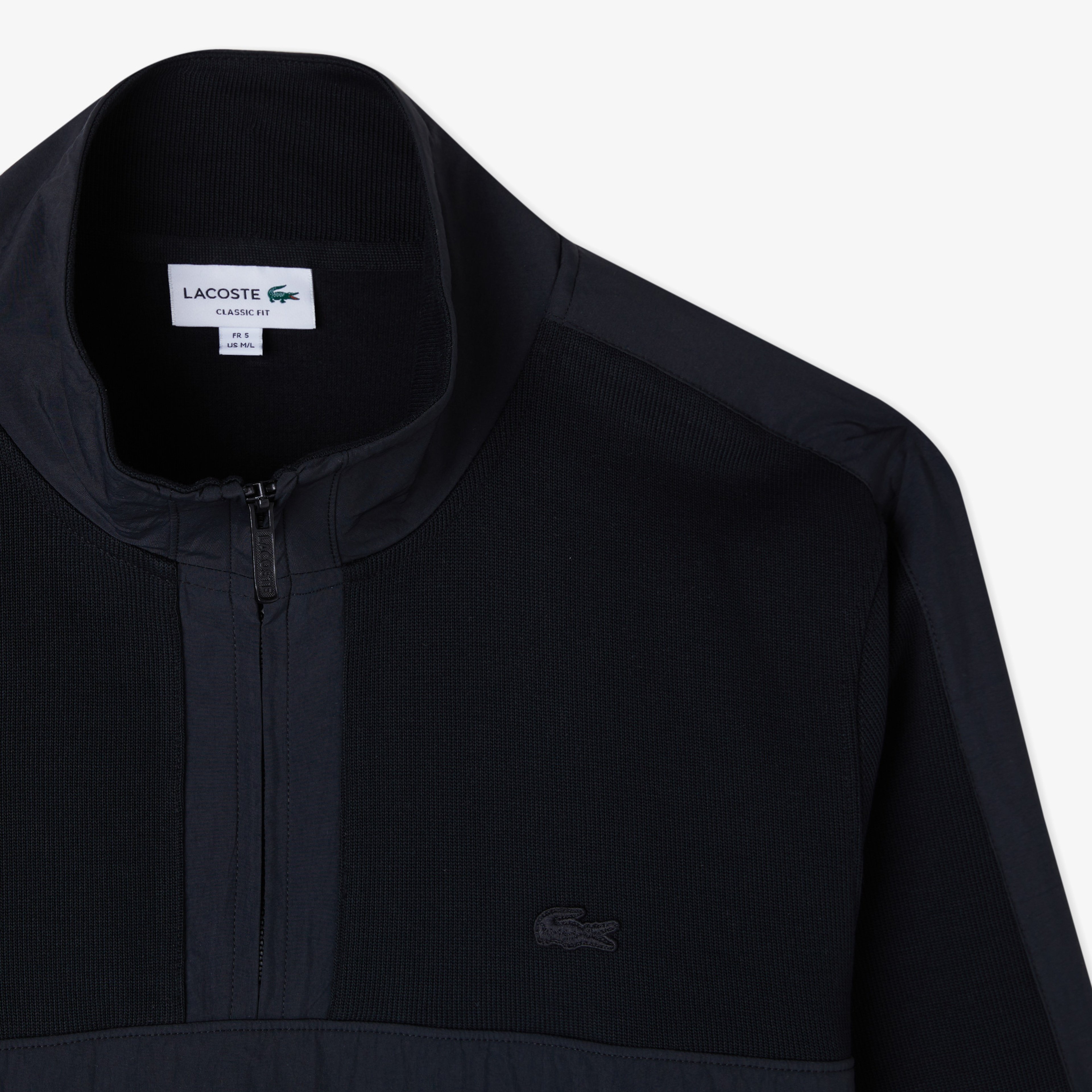 Erkek Classic Fit Yarım Fermuarlı Siyah Sweatshirt