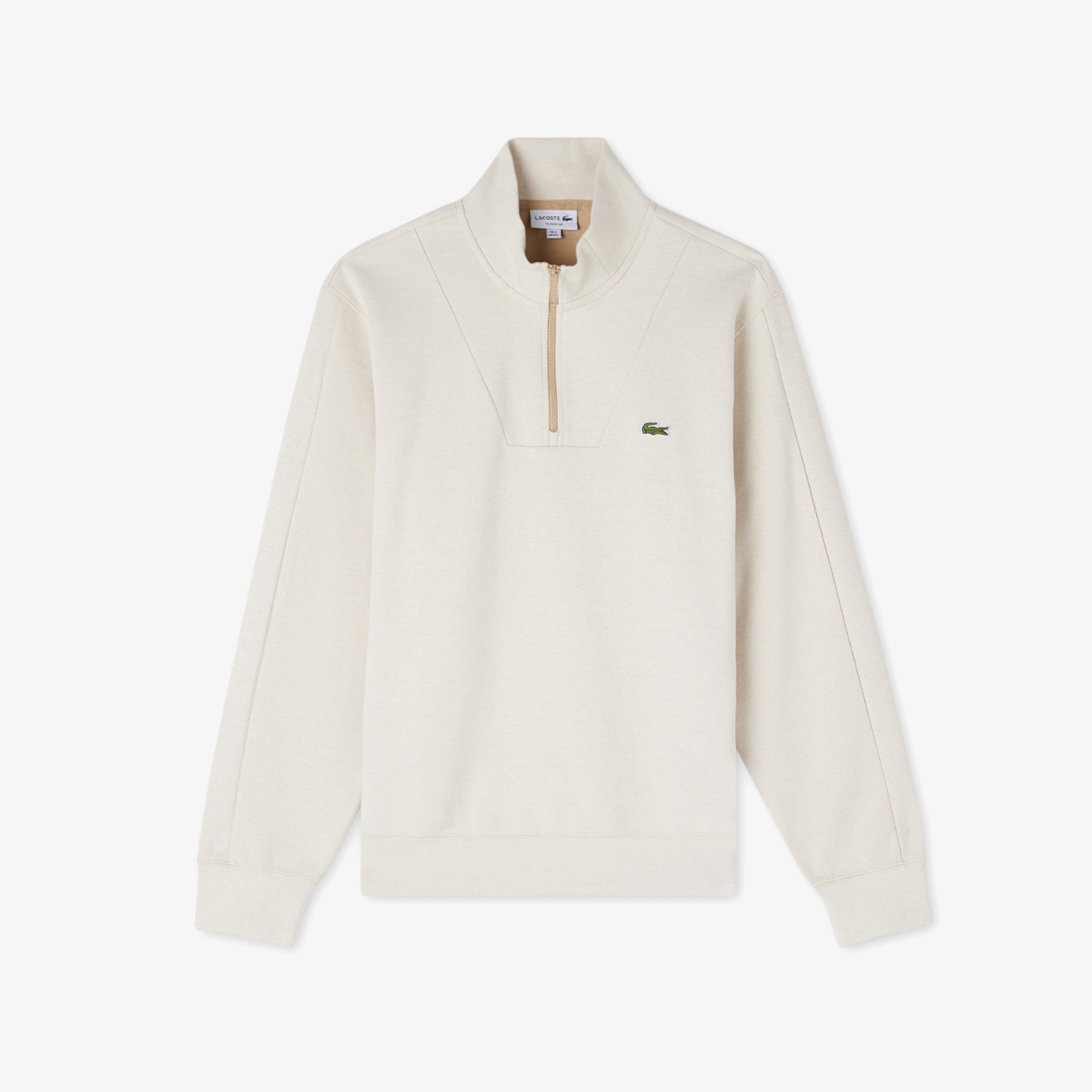 Erkek Classic Fit Yarım Fermuarlı Krem Sweatshirt