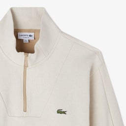 Erkek Classic Fit Yarım Fermuarlı Krem Sweatshirt Krem