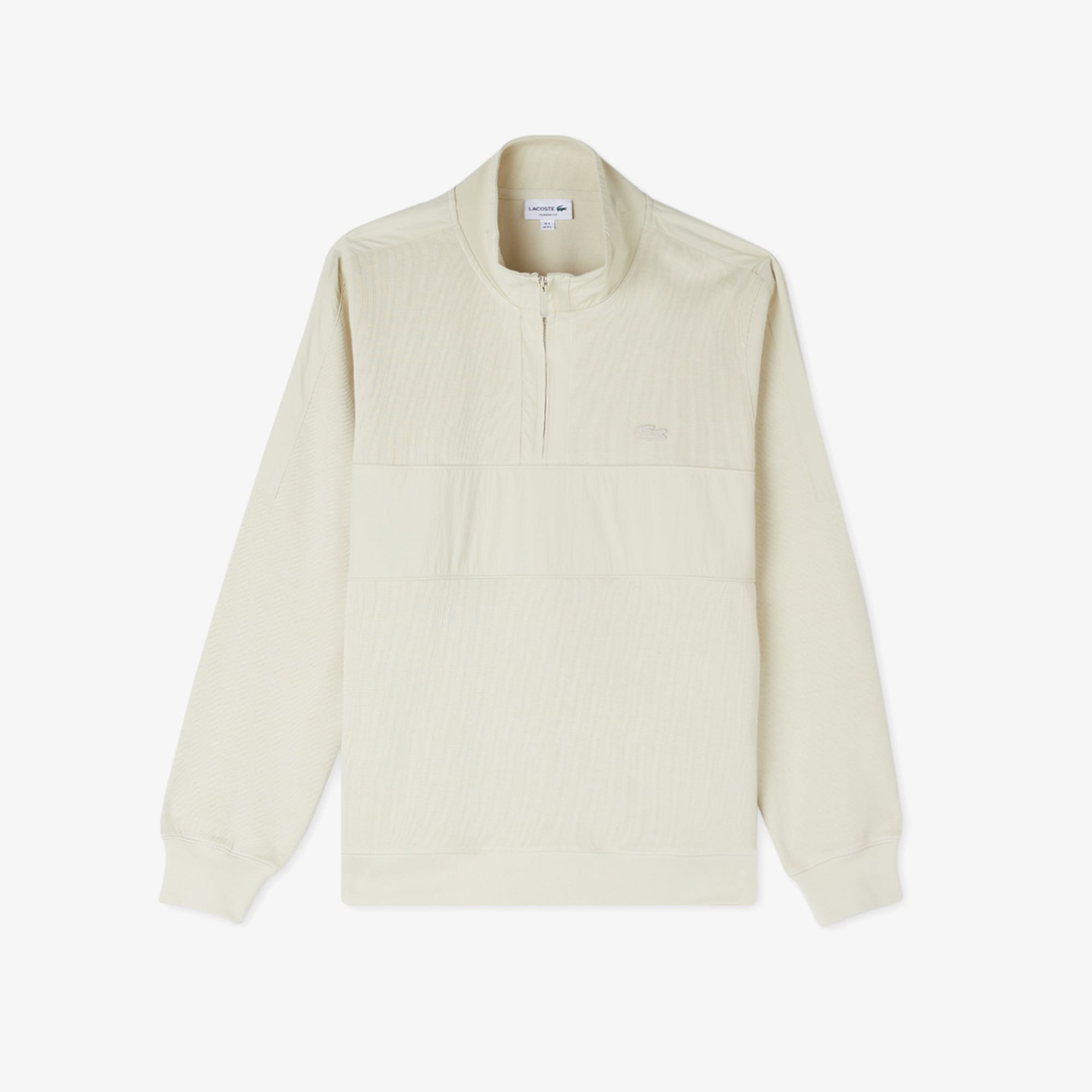 Erkek Classic Fit Yarım Fermuarlı Bej Sweatshirt