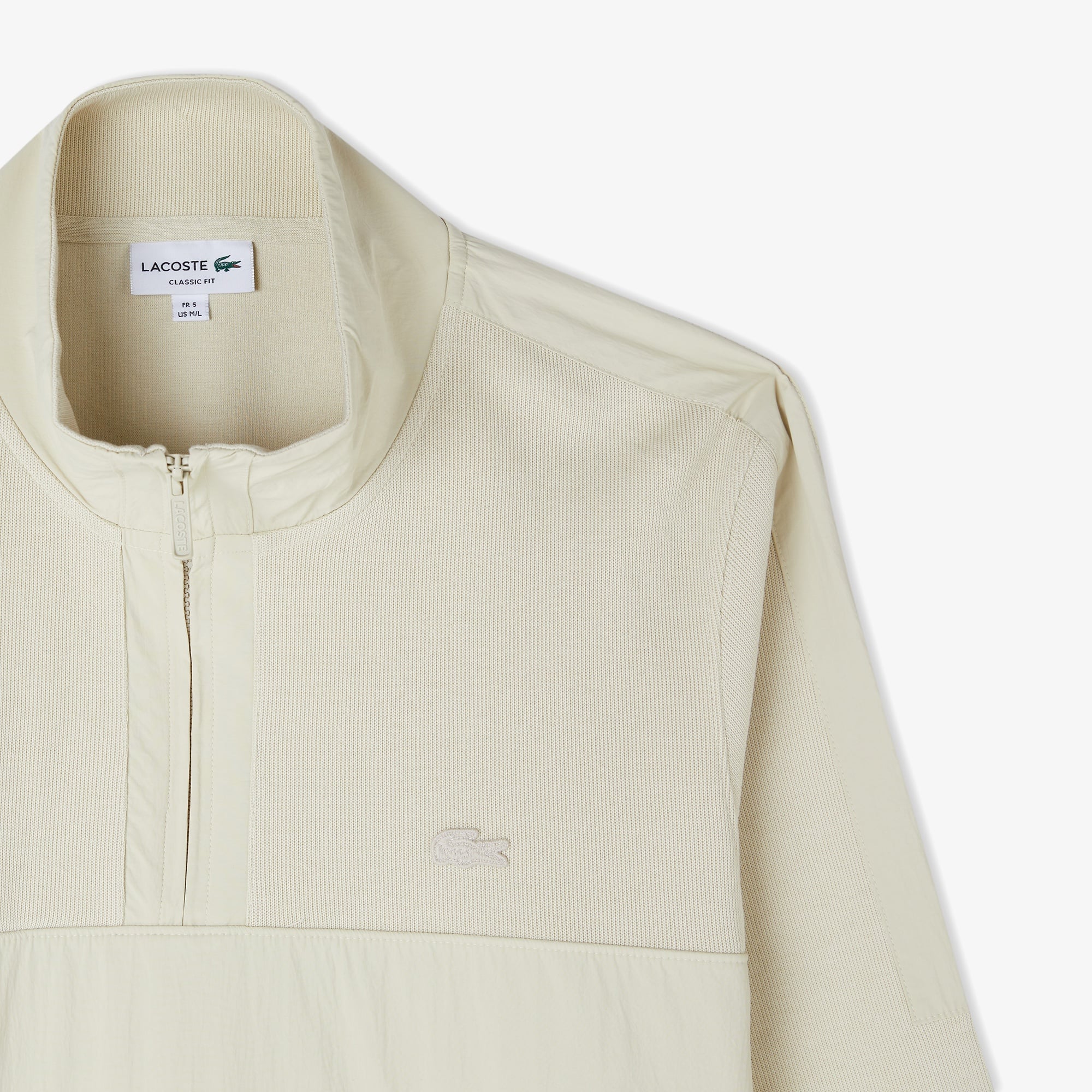 Erkek Classic Fit Yarım Fermuarlı Bej Sweatshirt