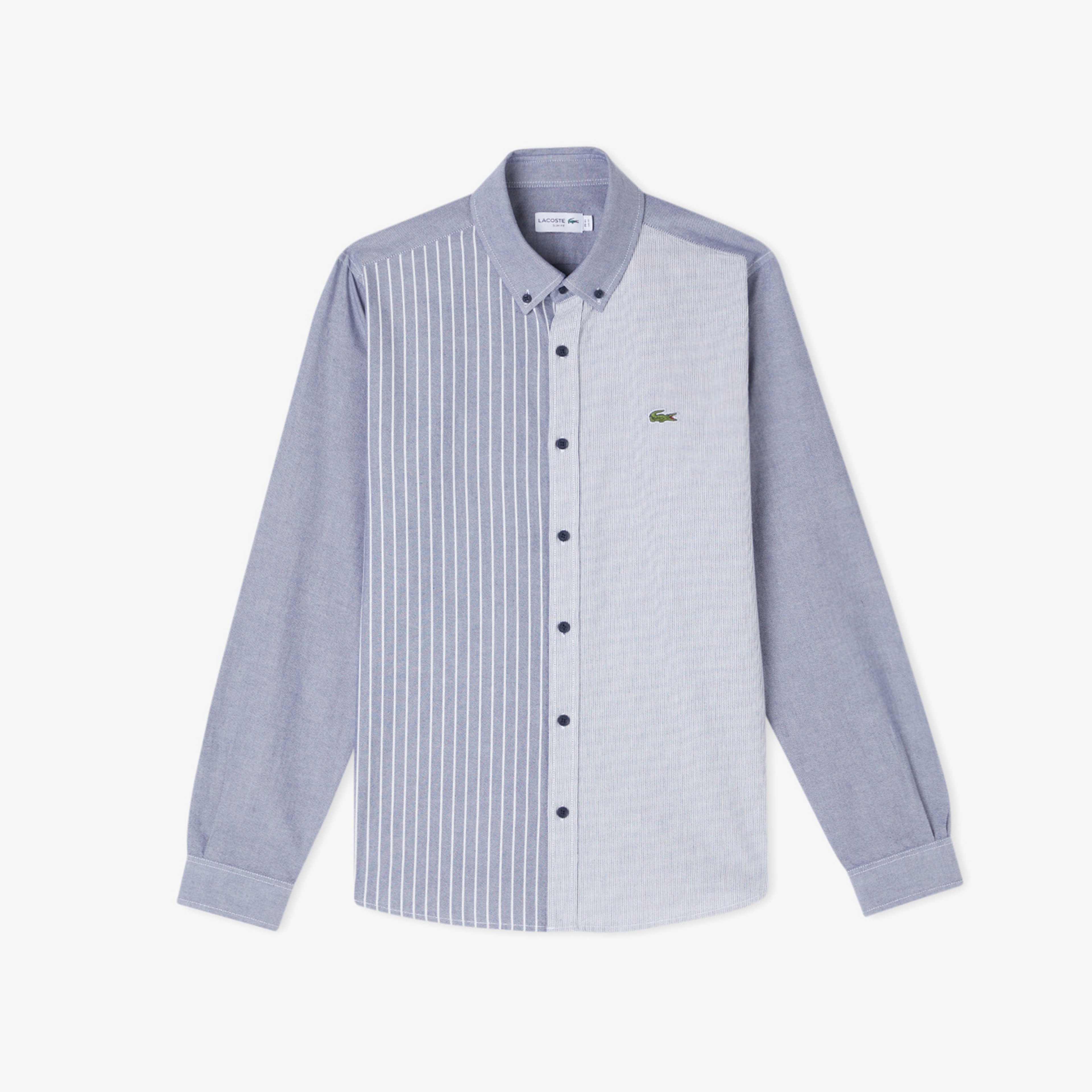 Erkek Slim Fit Düğmeli Yaka Renk Bloklu Lacivert Gömlek Erkek Slim Fit Düğmeli Yaka Renk Bloklu Lacivert Gömlek