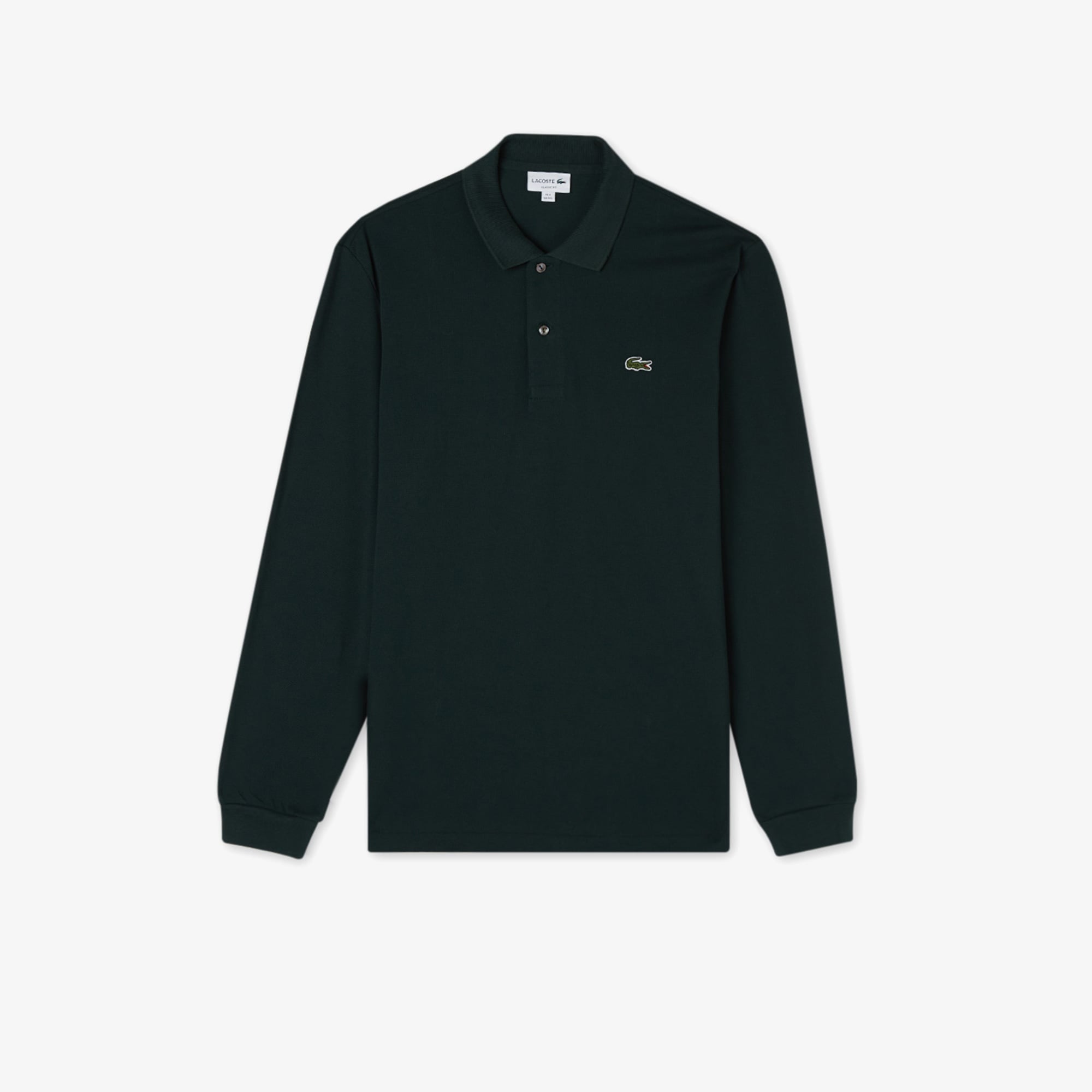 L.12.12 Erkek Classic Fit Uzun Kollu Koyu Yeşil Polo