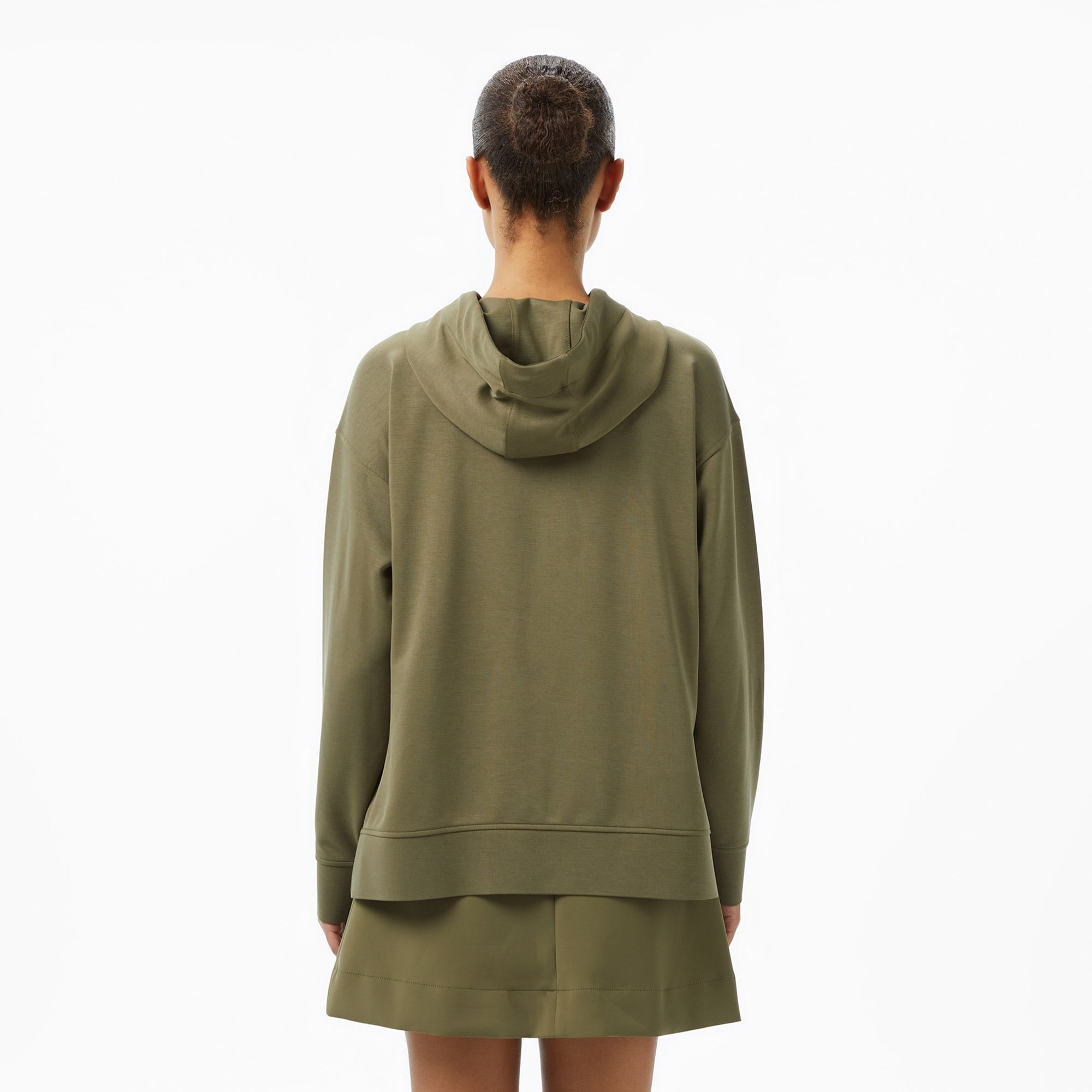 Kadın Relaxed Fit Kapüşonlu Haki Sweatshirt