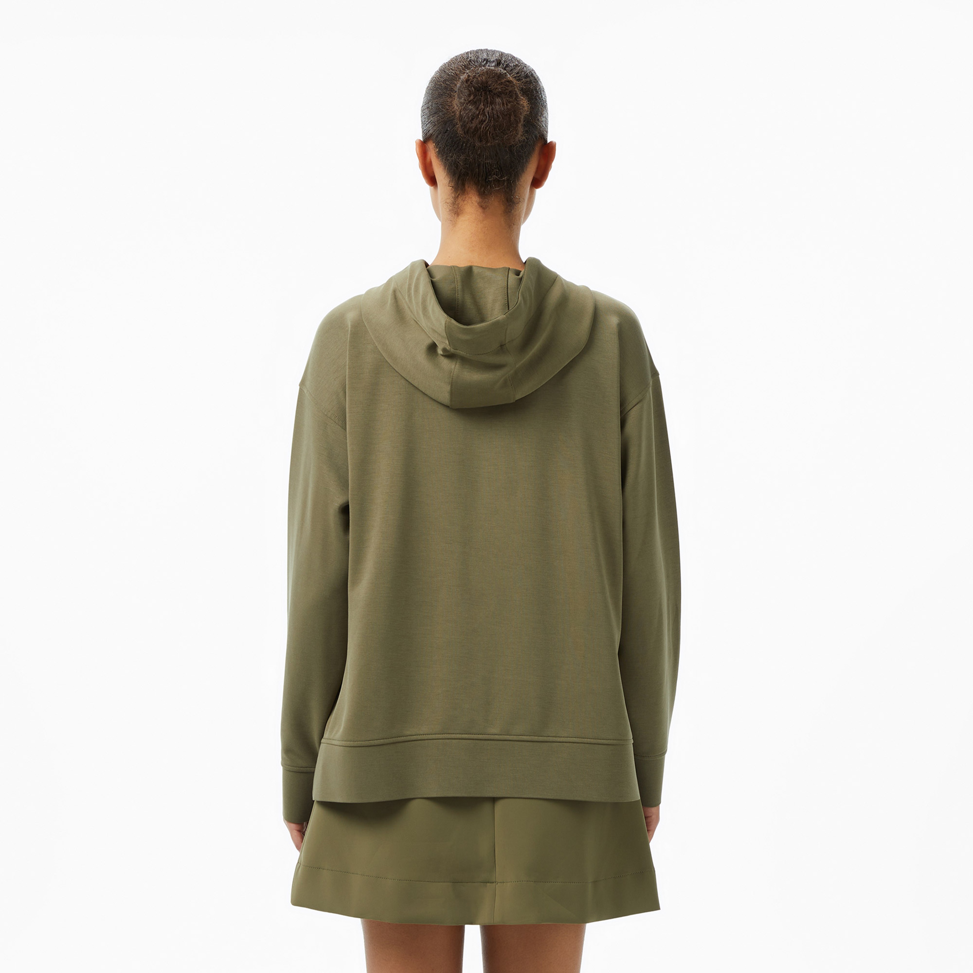 Kadın Relaxed Fit Kapüşonlu Haki Sweatshirt