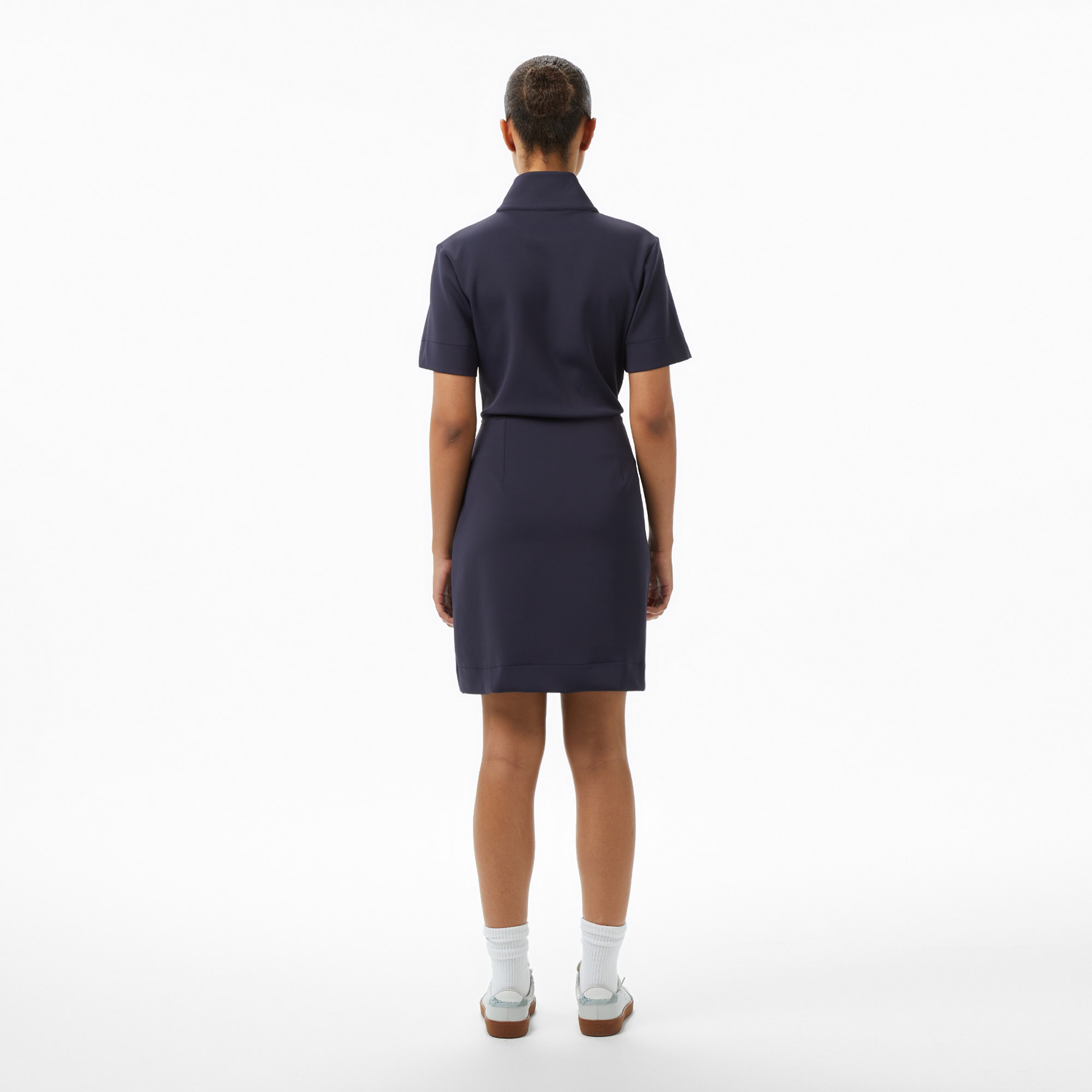 Kadın Classic Fit Kısa Kollu Dik Yaka Lacivert Elbise