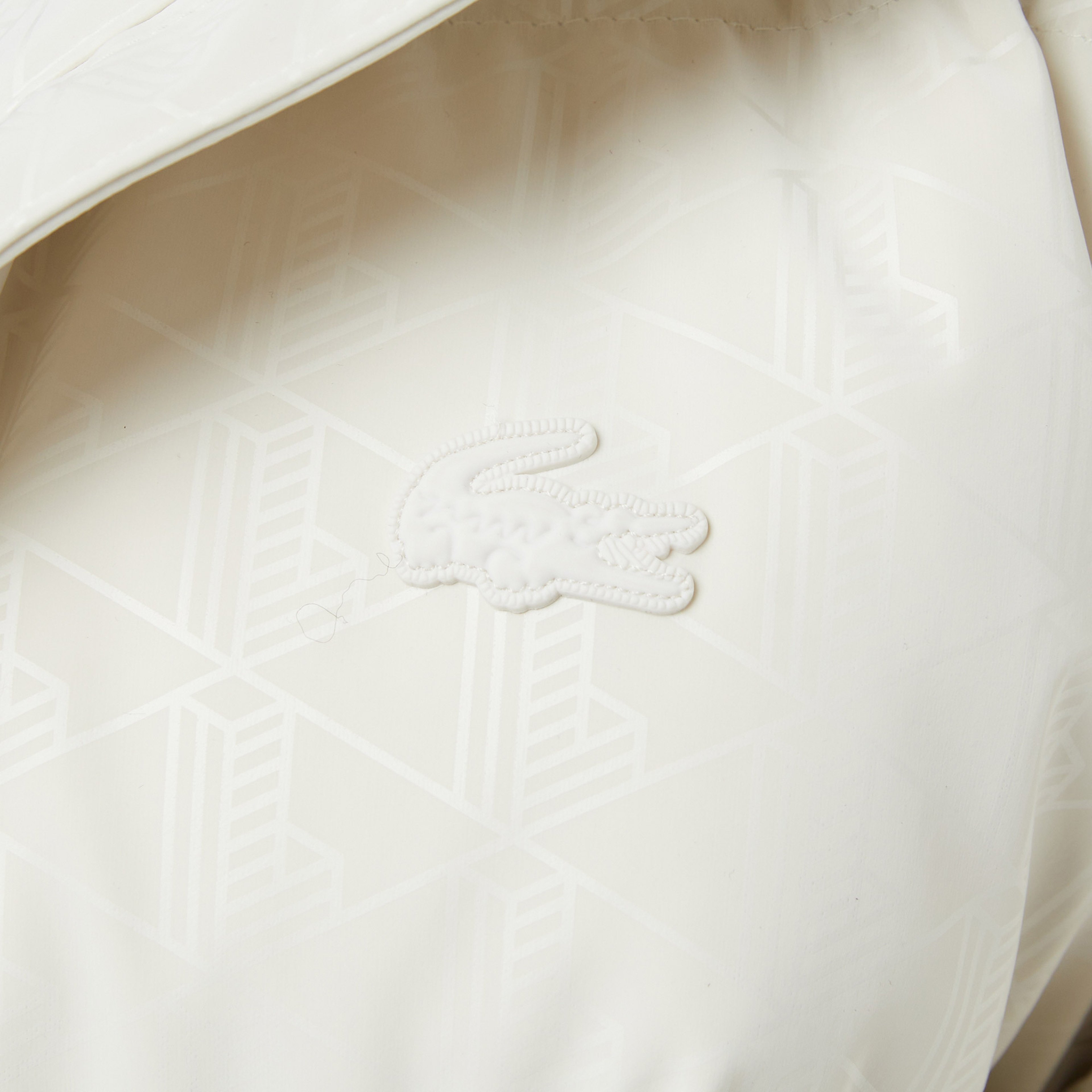 Kadın Kapüşonlu Monogram Beyaz Mont