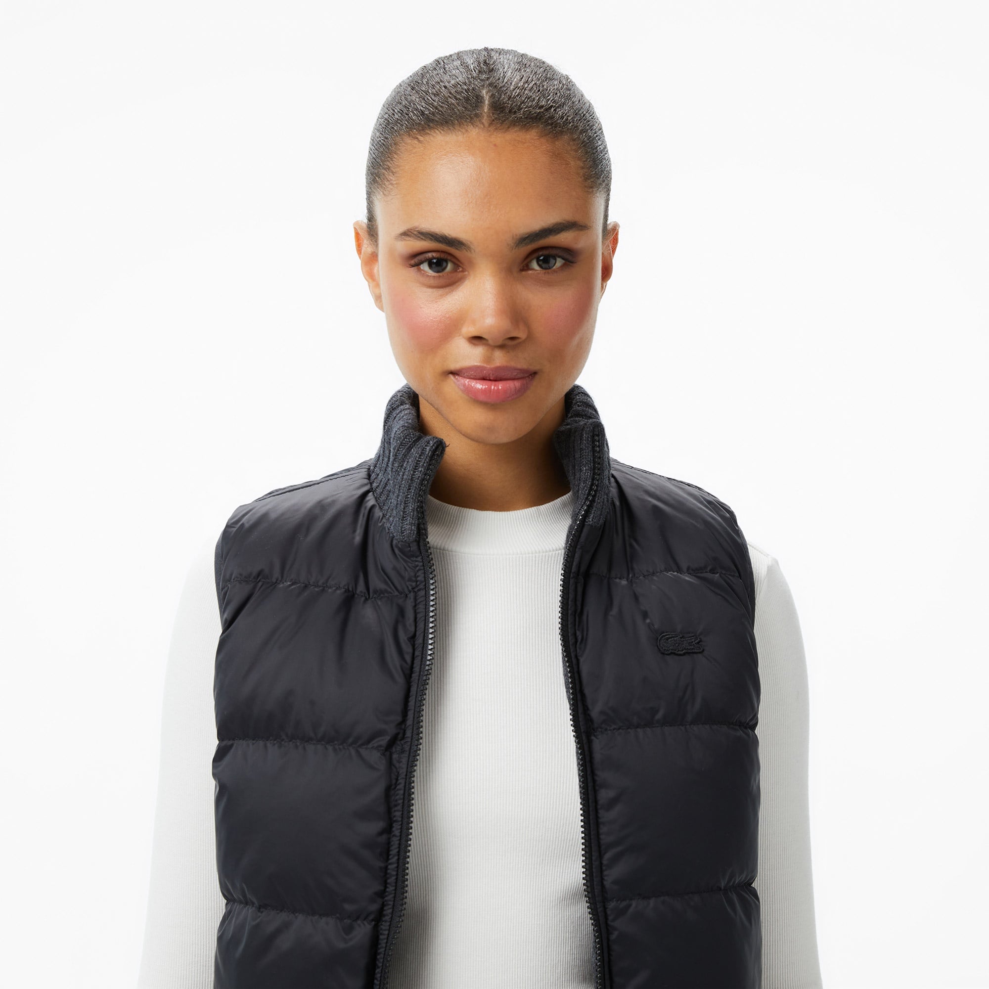 Kadın Regular Fit Dik Yaka Kapitone Çift Taraflı Gri Yelek