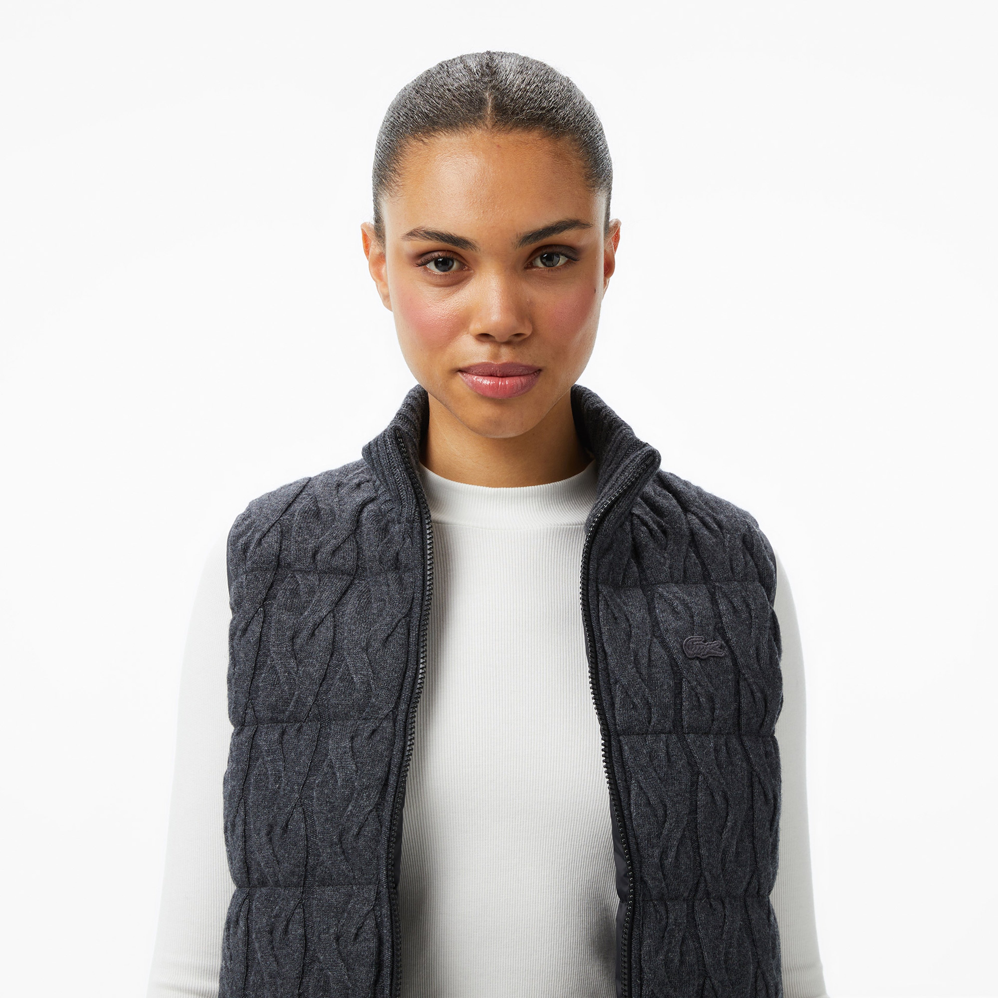 Kadın Regular Fit Dik Yaka Kapitone Çift Taraflı Gri Yelek