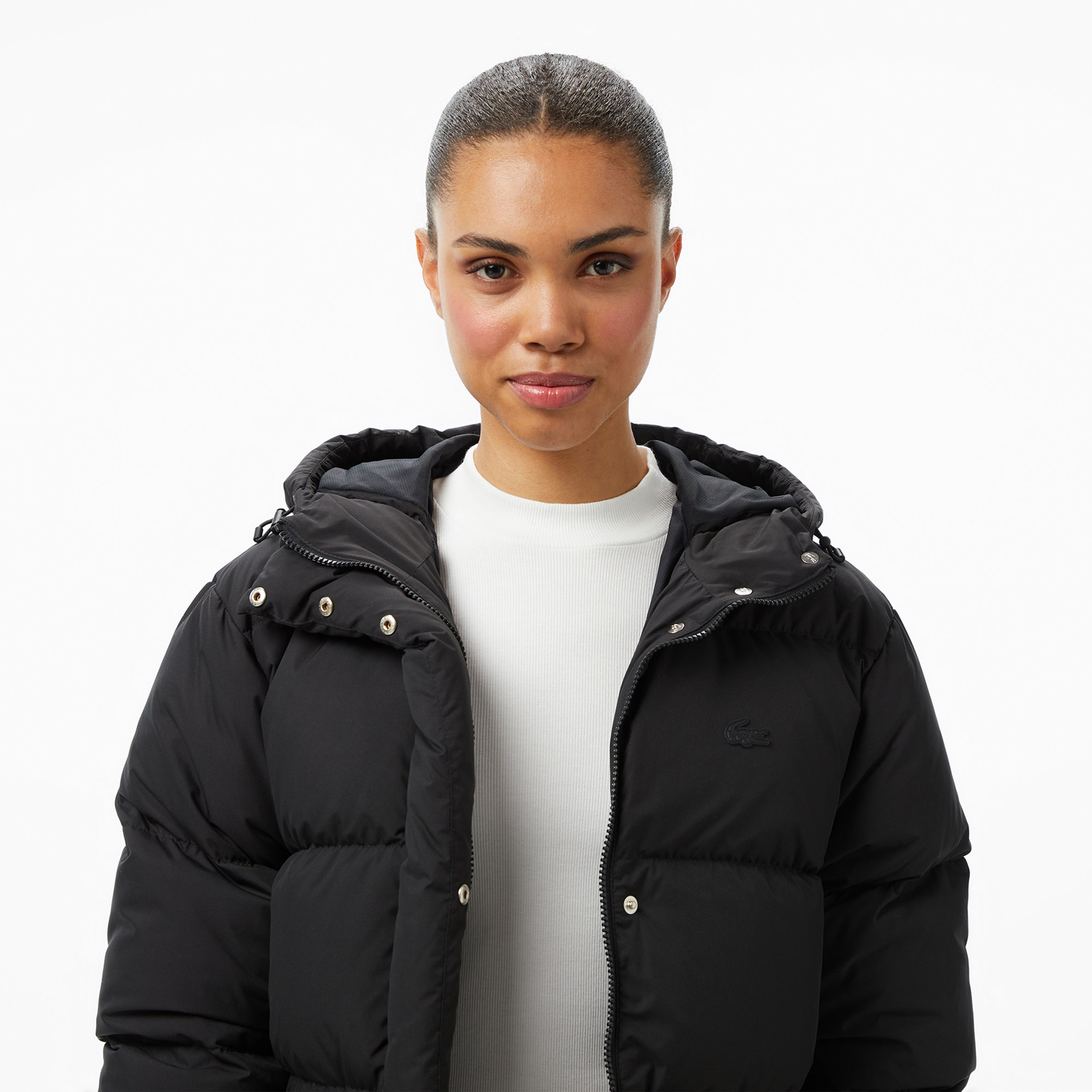 Kadın Kapüşonlu Siyah Mont