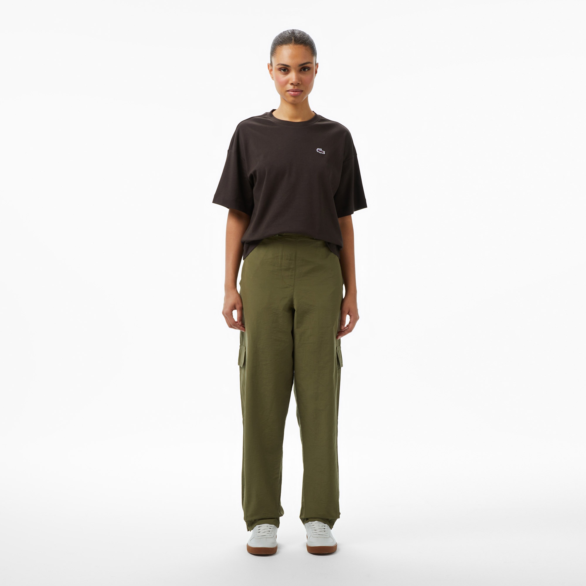 Kadın Relaxed Fit Bisiklet Yaka Kahverengi T-Shirt