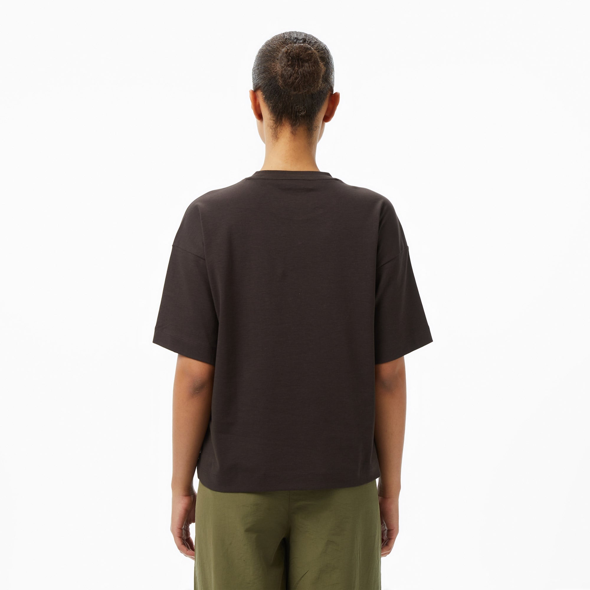 Kadın Relaxed Fit Bisiklet Yaka Kahverengi T-Shirt