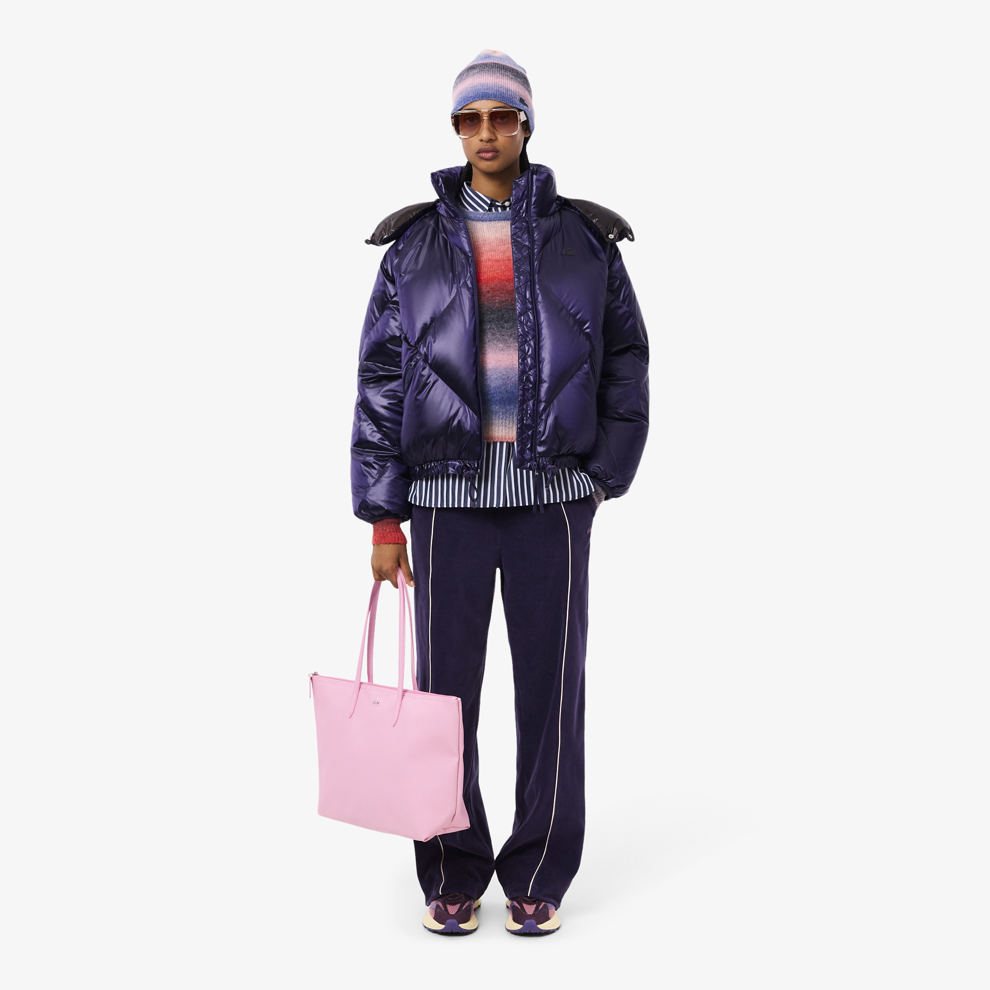 Kadın Oversize Fit Kapüşonlu Kapitone Mor Mont BF5326-6PI | Lacoste