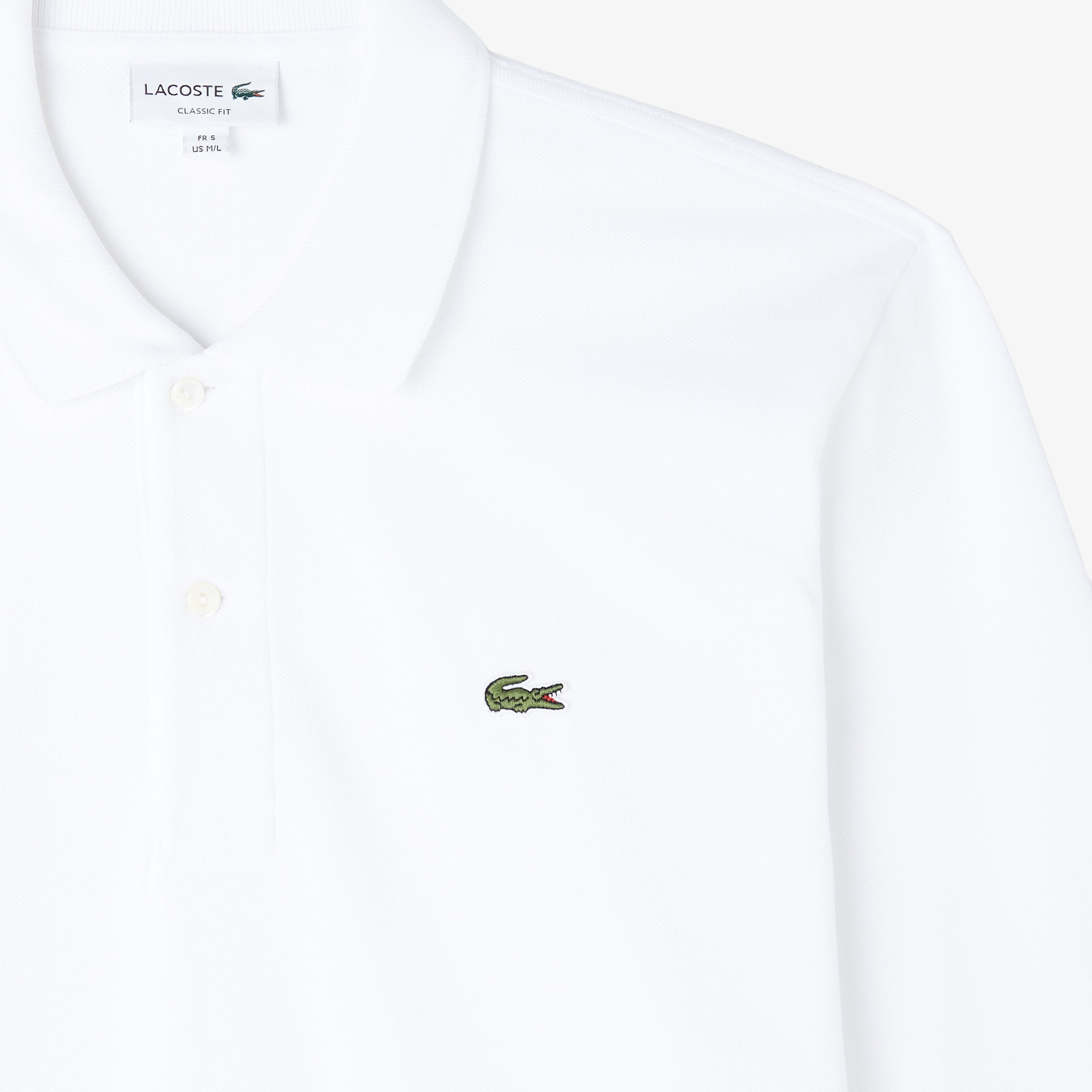 L.12.12 Erkek Classic Fit Uzun Kollu Beyaz Polo