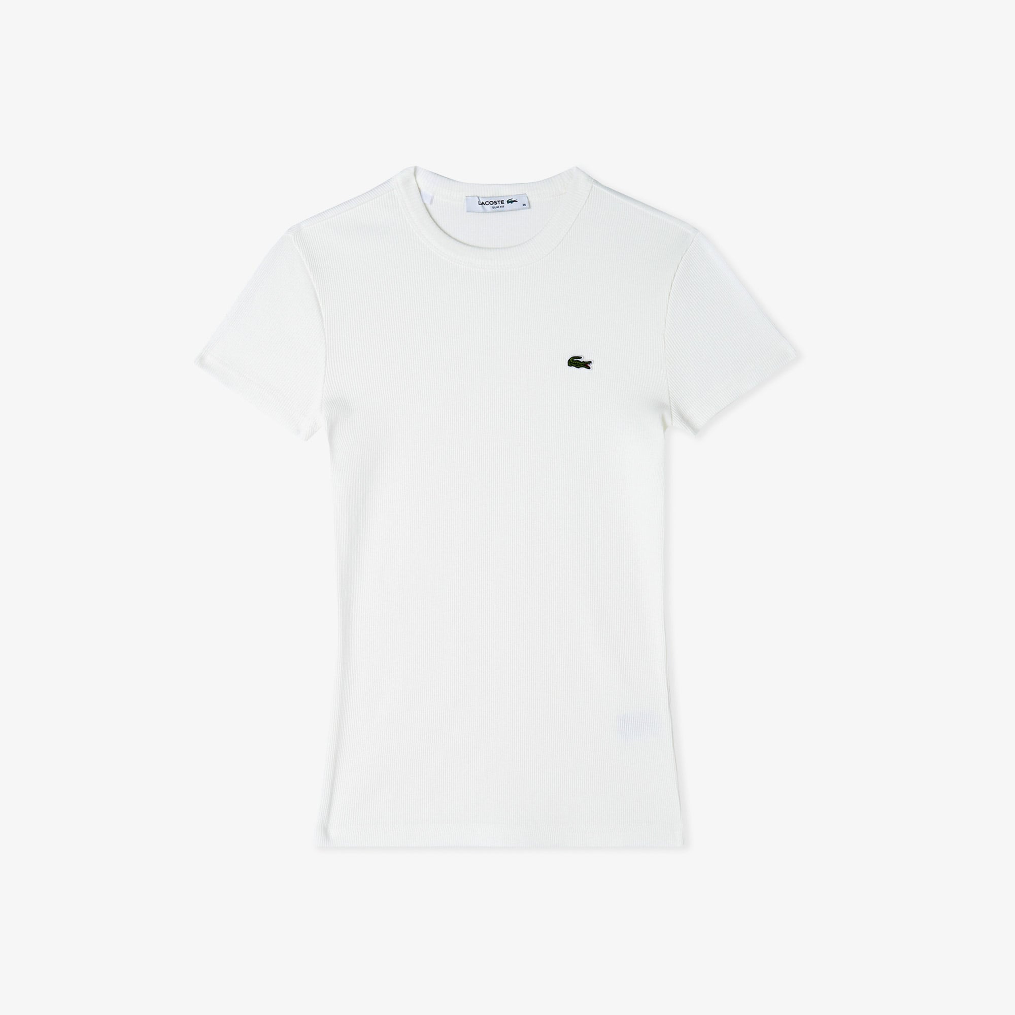 Lacoste Kadın Slim Fit Bisiklet Yaka Beyaz T-Shirt görsel 5