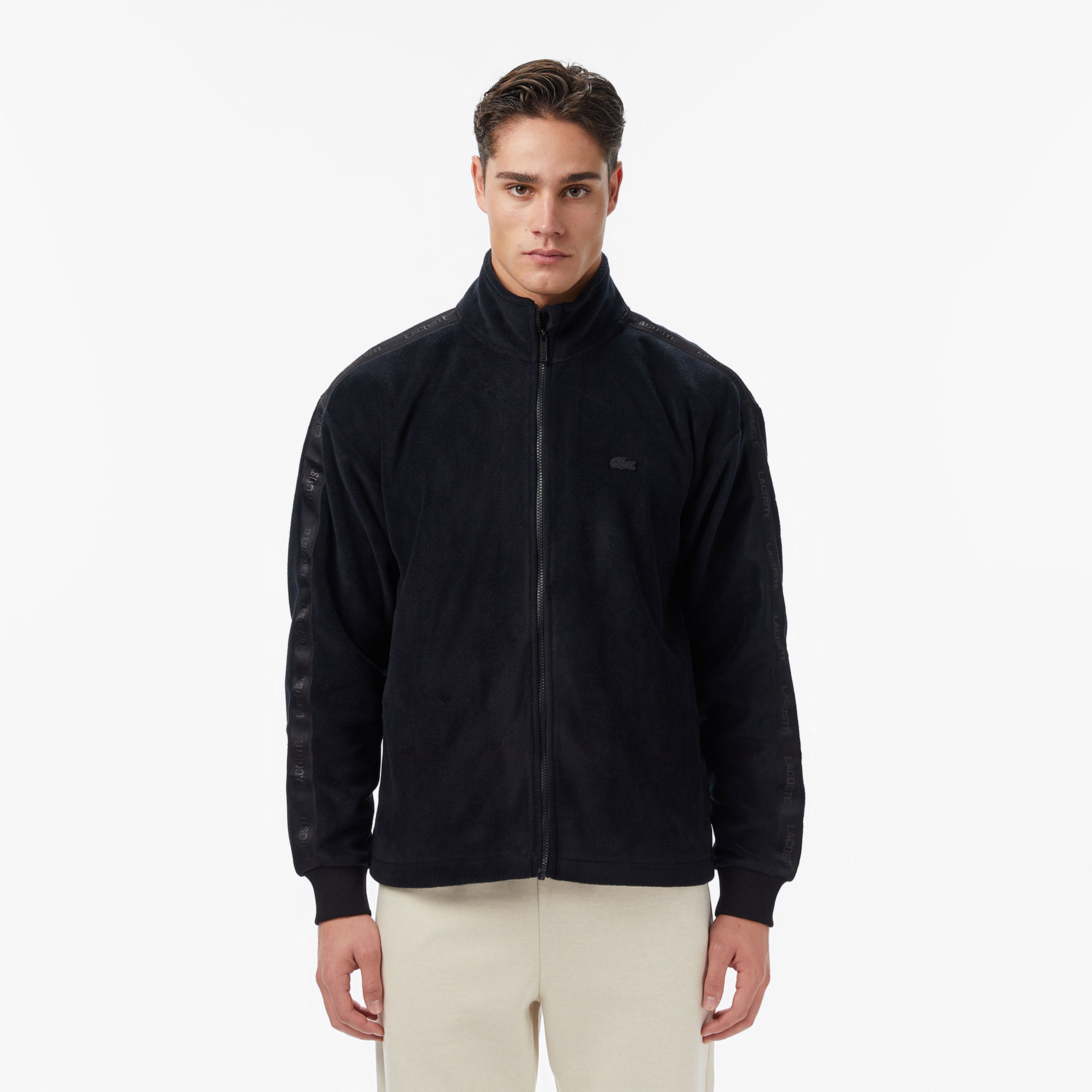 Erkek Loose Fit Fermuarlı Siyah Sweatshirt