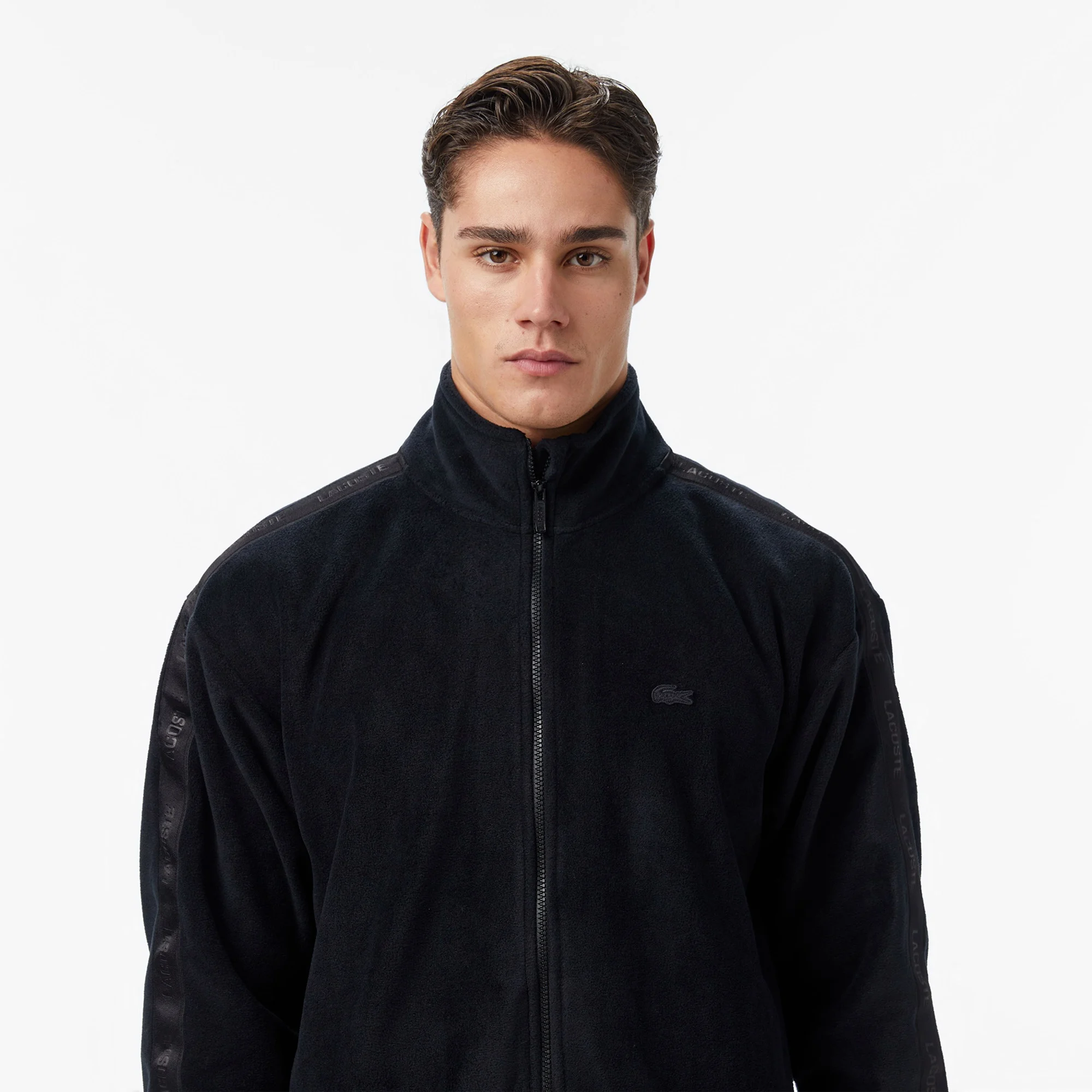 Erkek Loose Fit Fermuarlı Siyah Sweatshirt