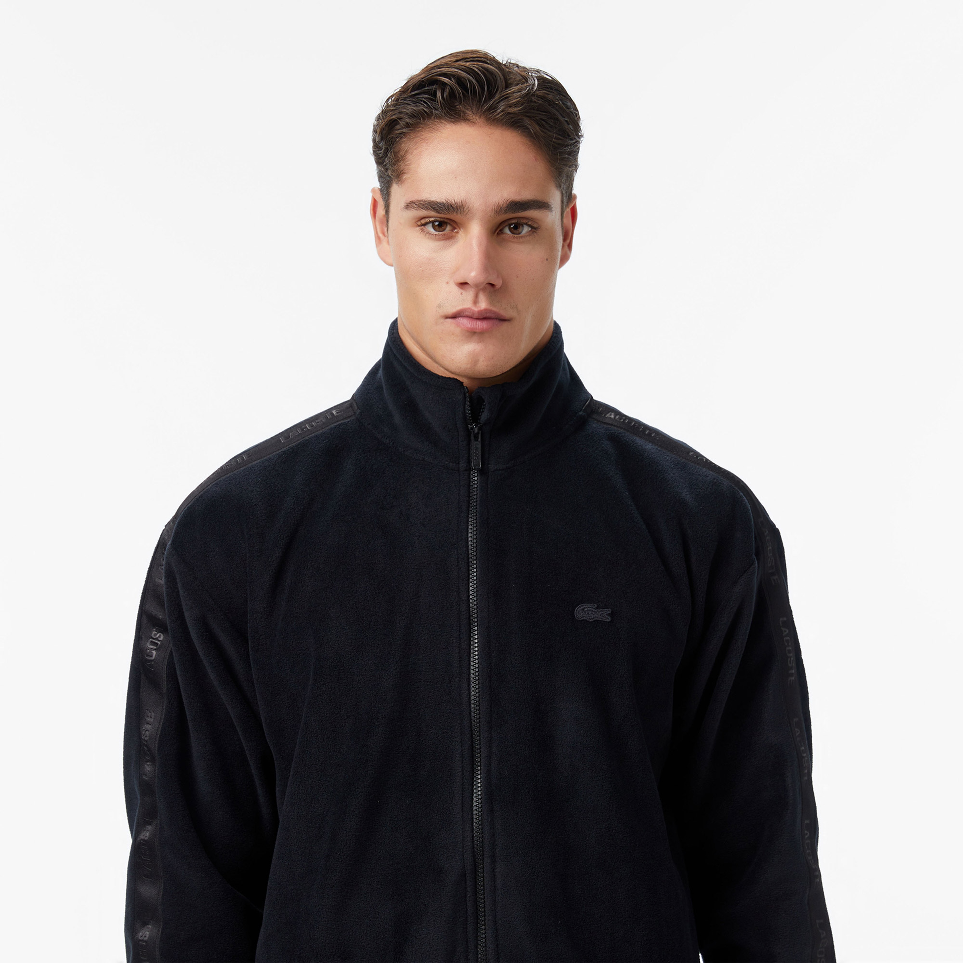 Erkek Loose Fit Fermuarlı Siyah Sweatshirt