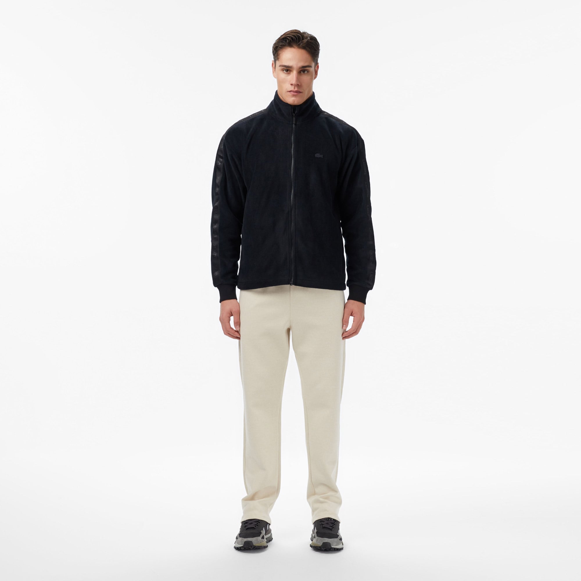 Erkek Loose Fit Fermuarlı Siyah Sweatshirt