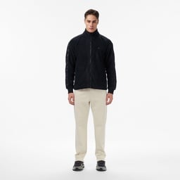 Erkek Loose Fit Fermuarlı Siyah Sweatshirt Siyah