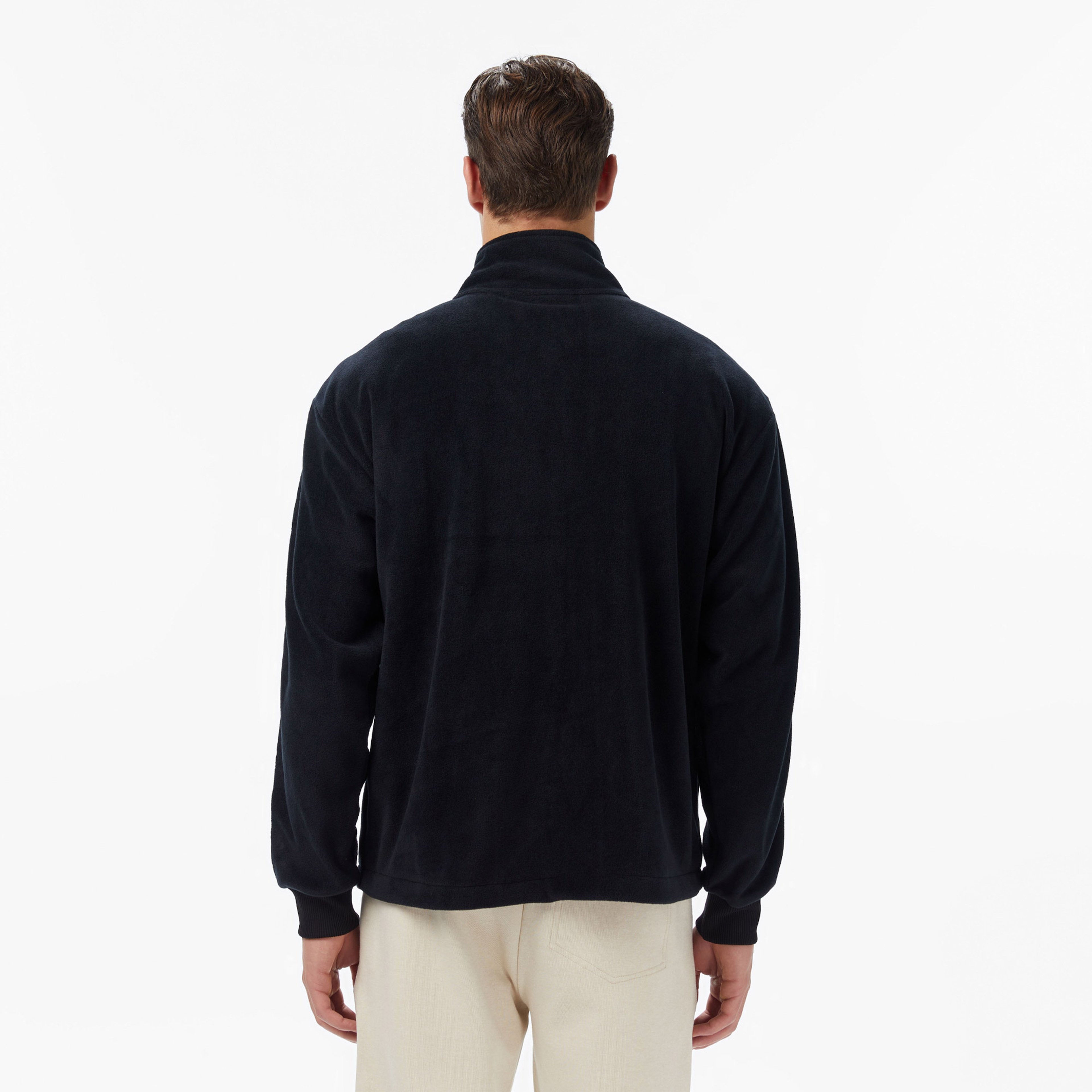 Erkek Loose Fit Fermuarlı Siyah Sweatshirt