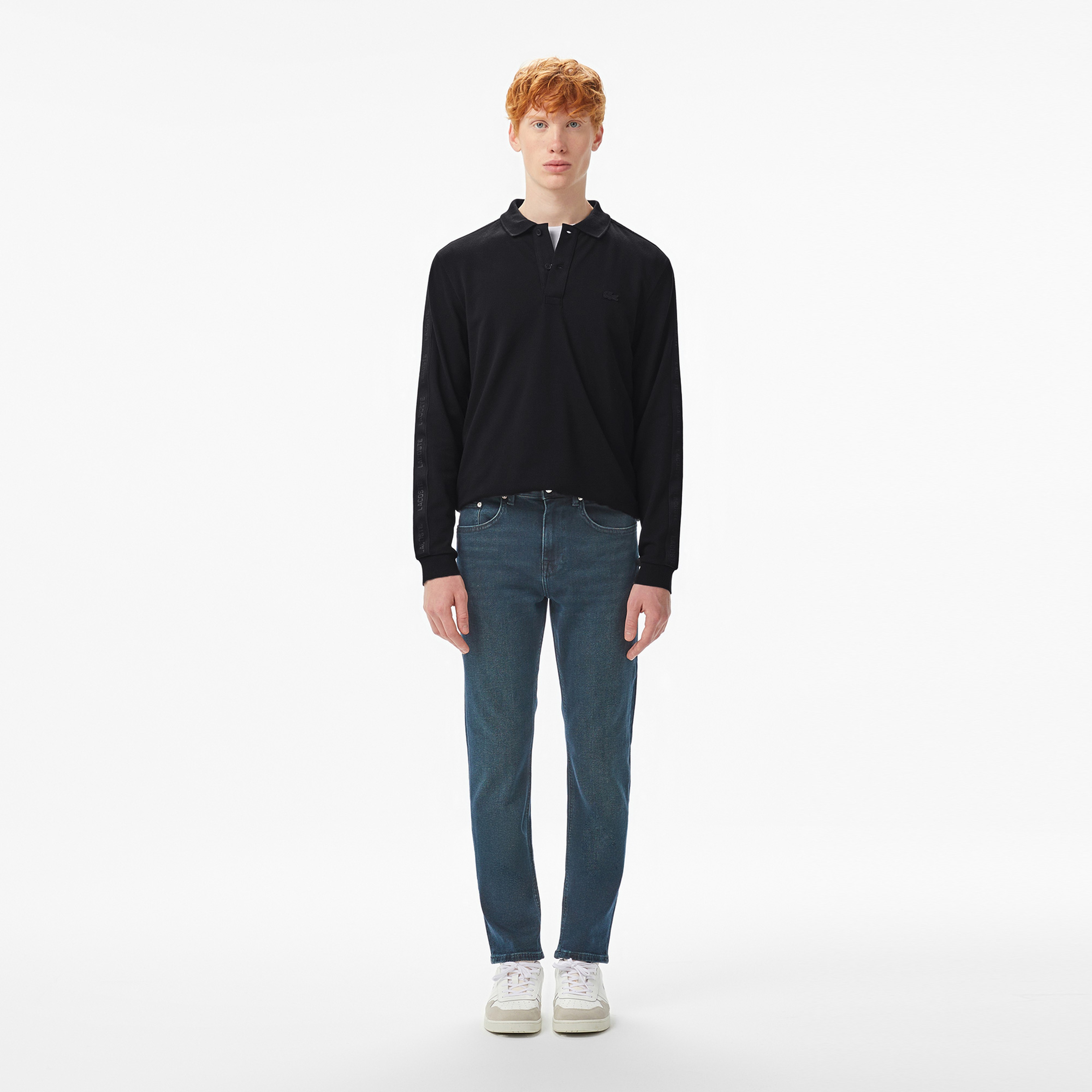 Erkek Regular Fit Uzun Kollu Siyah Polo