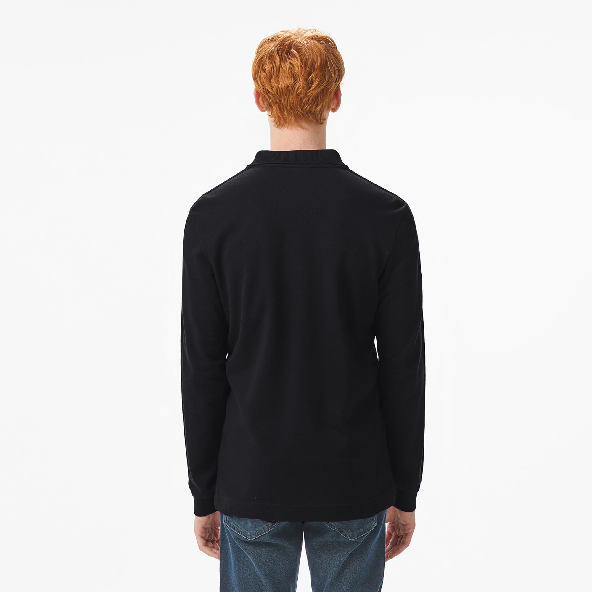 Erkek Regular Fit Uzun Kollu Siyah Polo