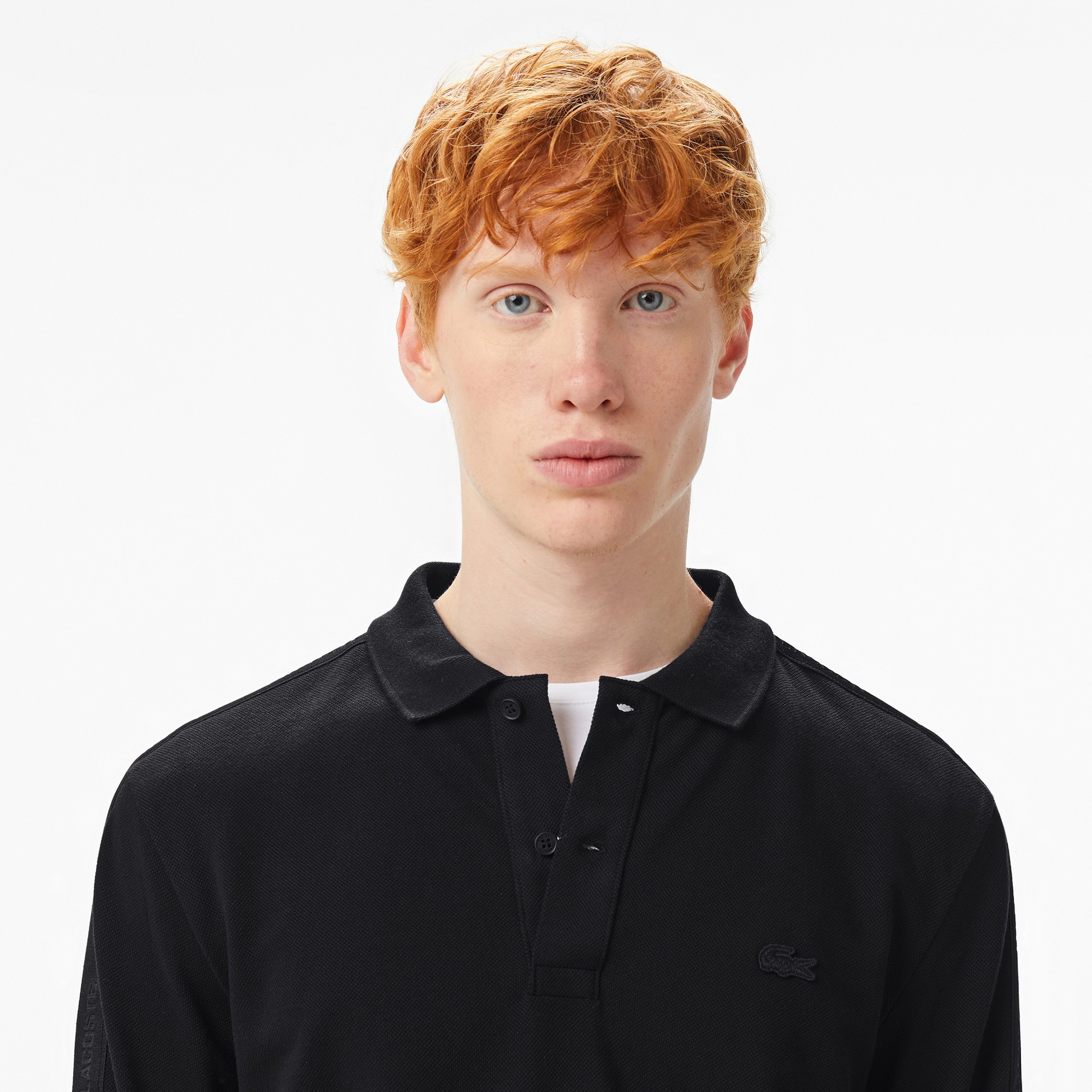 Erkek Regular Fit Uzun Kollu Siyah Polo