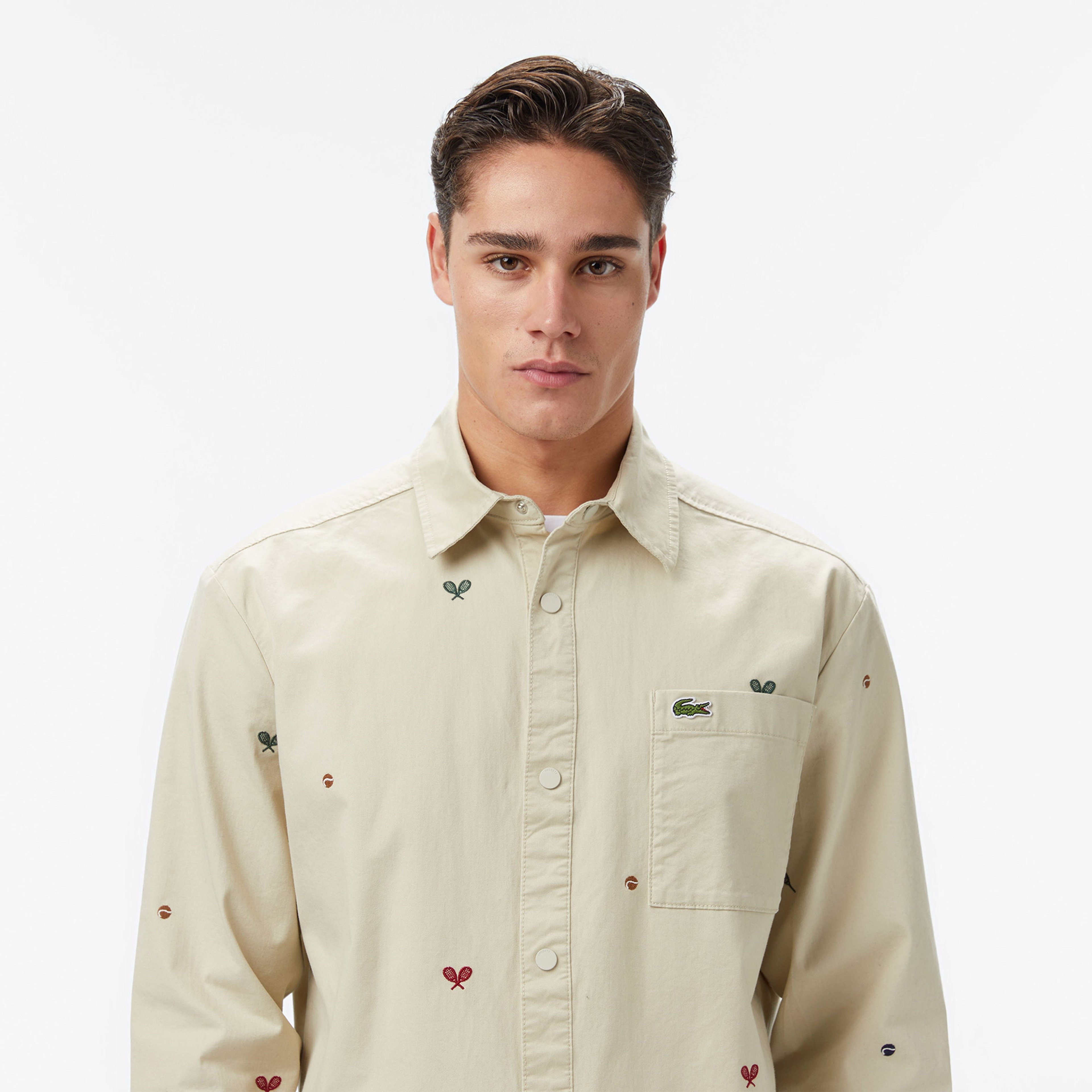 Erkek Relaxed Fit Desenli Bej Gömlek Erkek Relaxed Fit Desenli Bej Gömlek