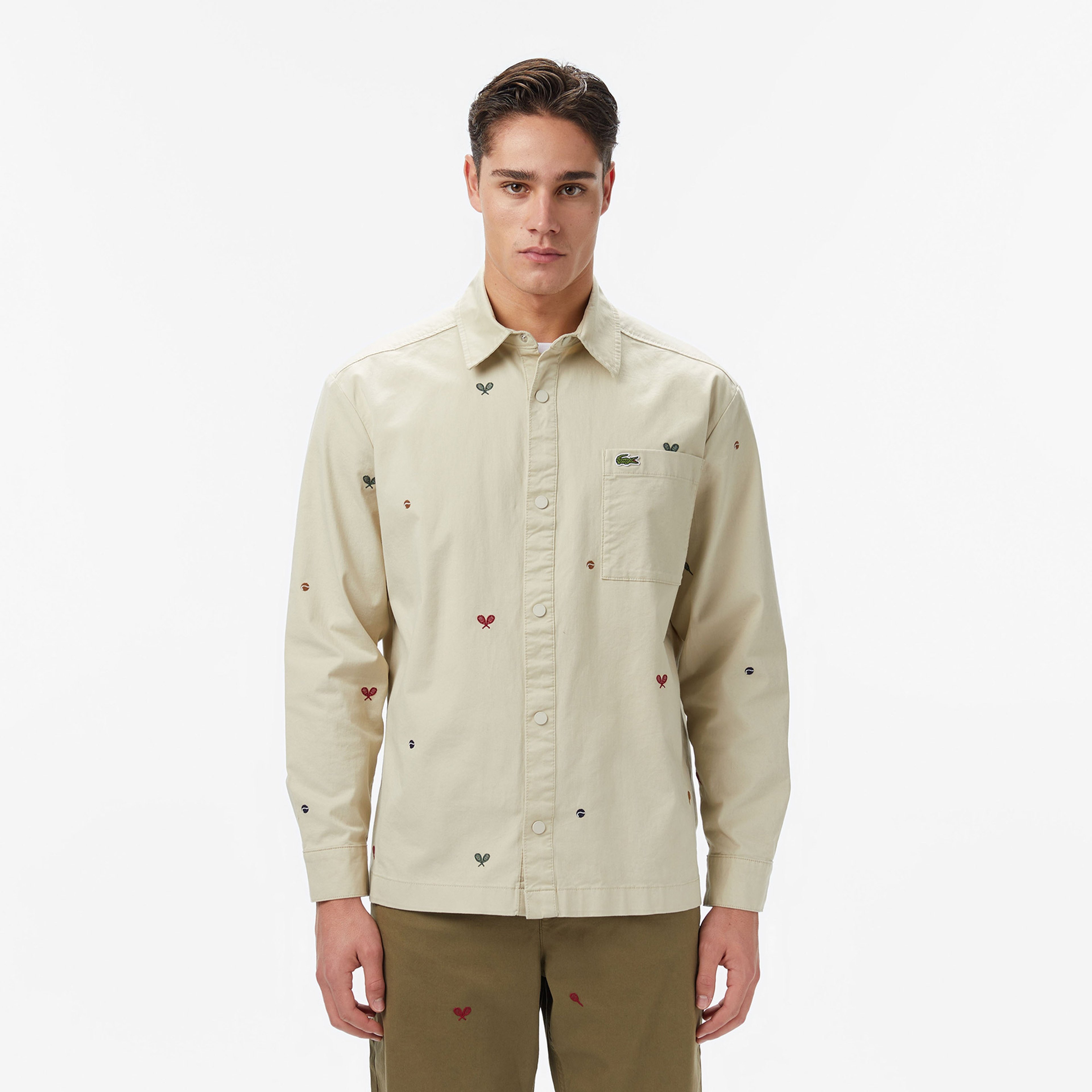 Erkek Relaxed Fit Desenli Bej Gömlek Erkek Relaxed Fit Desenli Bej Gömlek