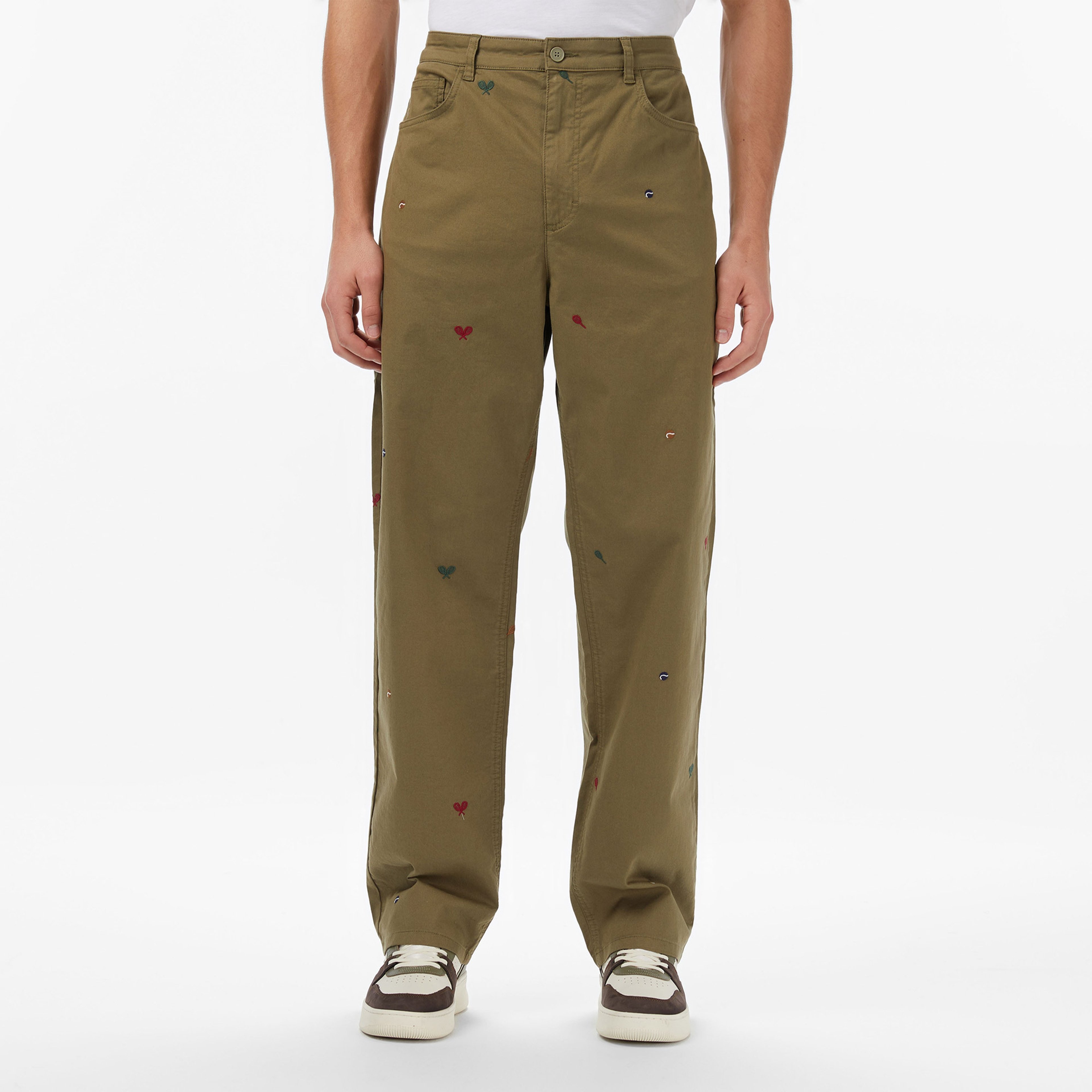 Erkek Relaxed Fit Desenli Haki Pantolon