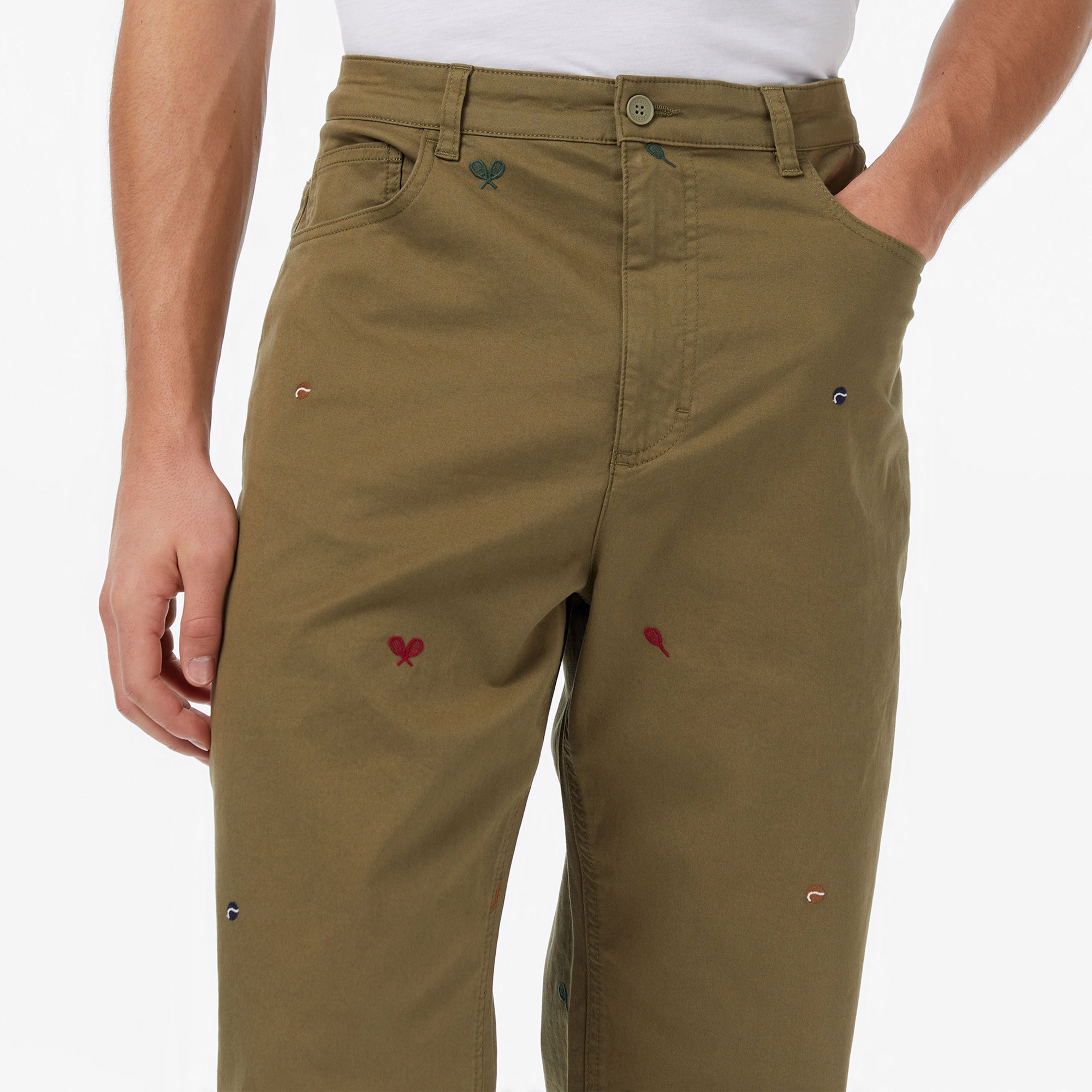 Erkek Relaxed Fit Desenli Haki Pantolon