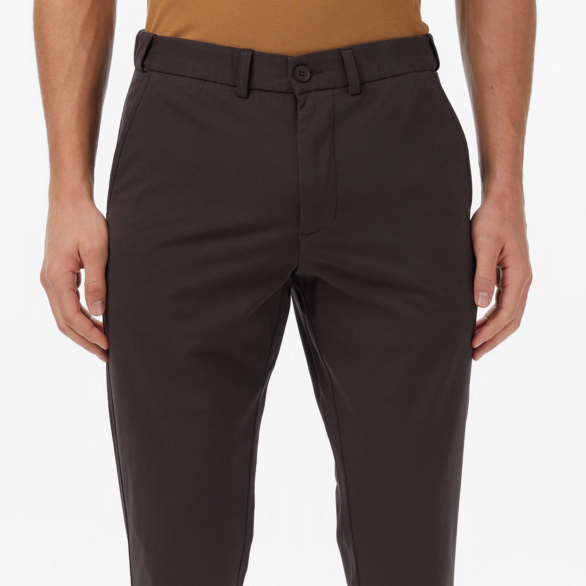 Erkek Slim Fit Kahverengi Pantolon