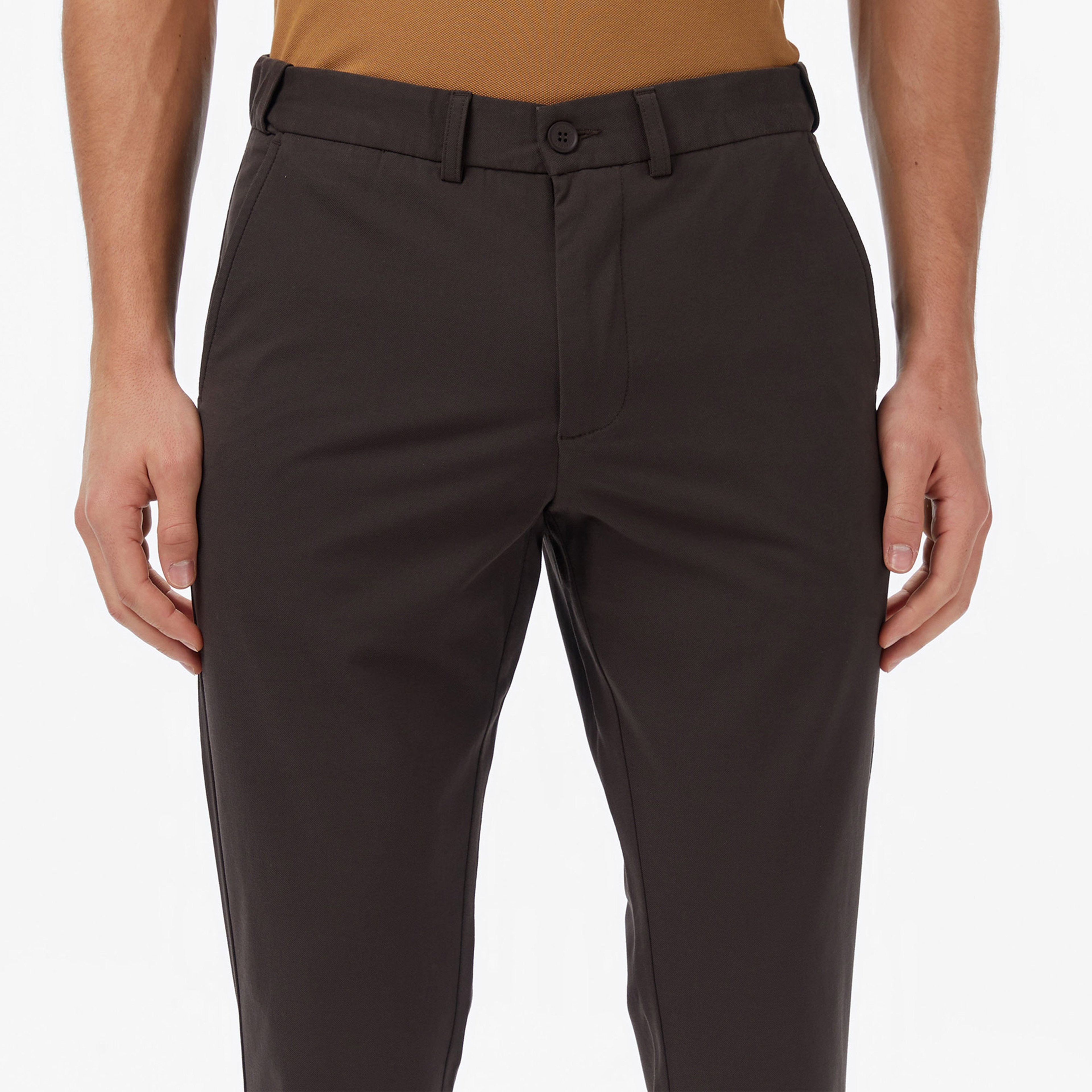 Erkek Slim Fit Kahverengi Pantolon