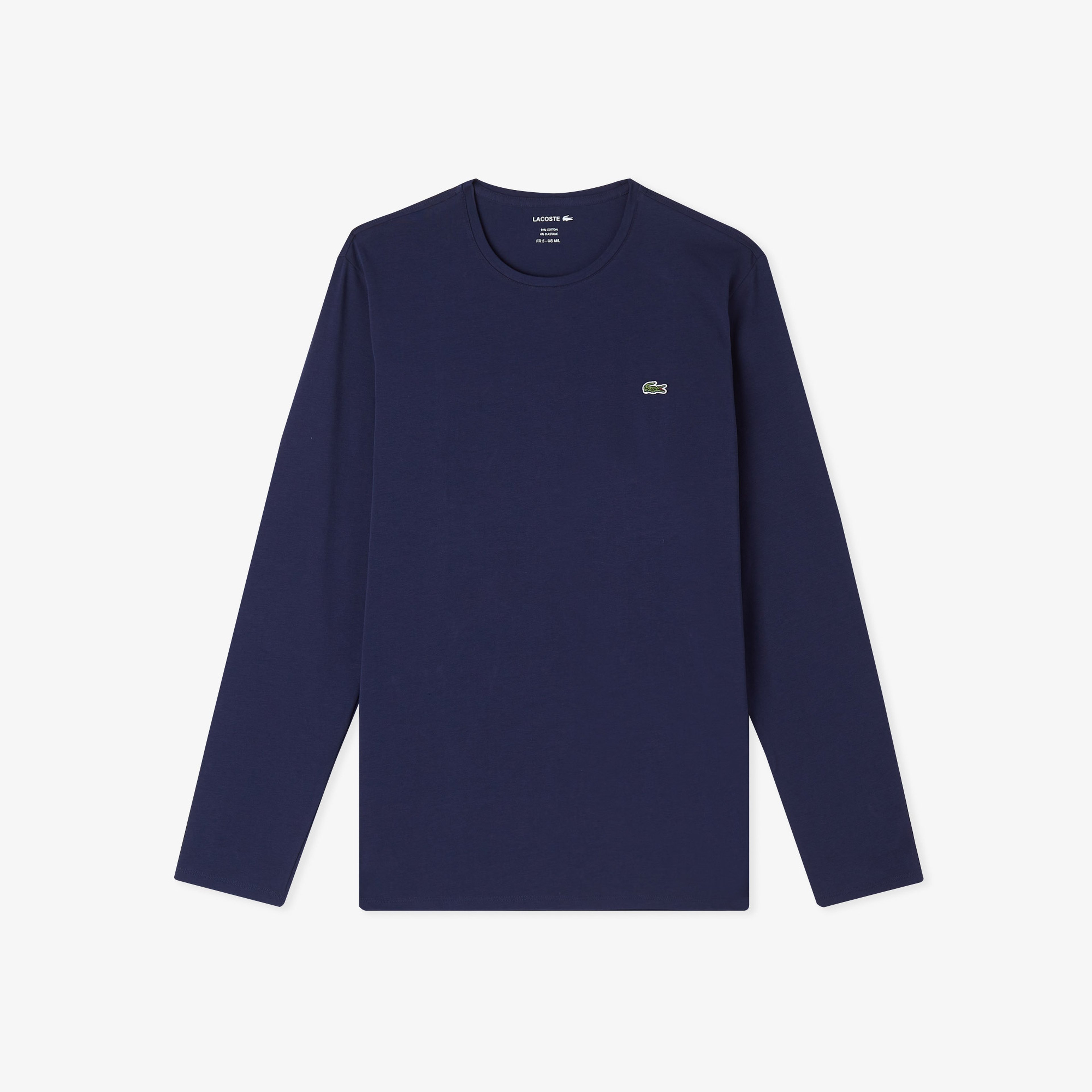 Erkek Slim Fit Uzun Kollu Bisiklet Yaka Lacivert T-Shirt