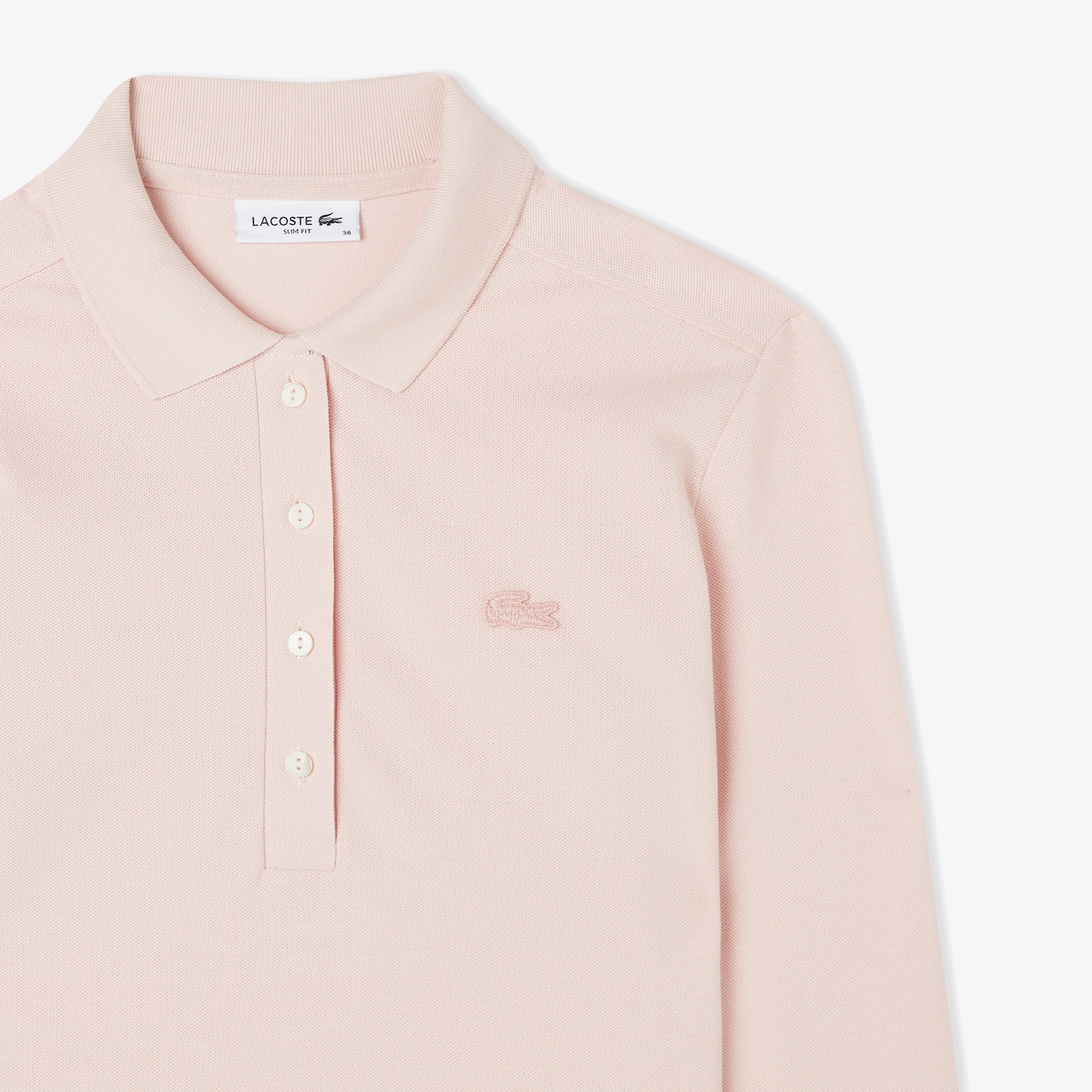 Kadın Slim Fit Uzun Kollu Pembe Polo