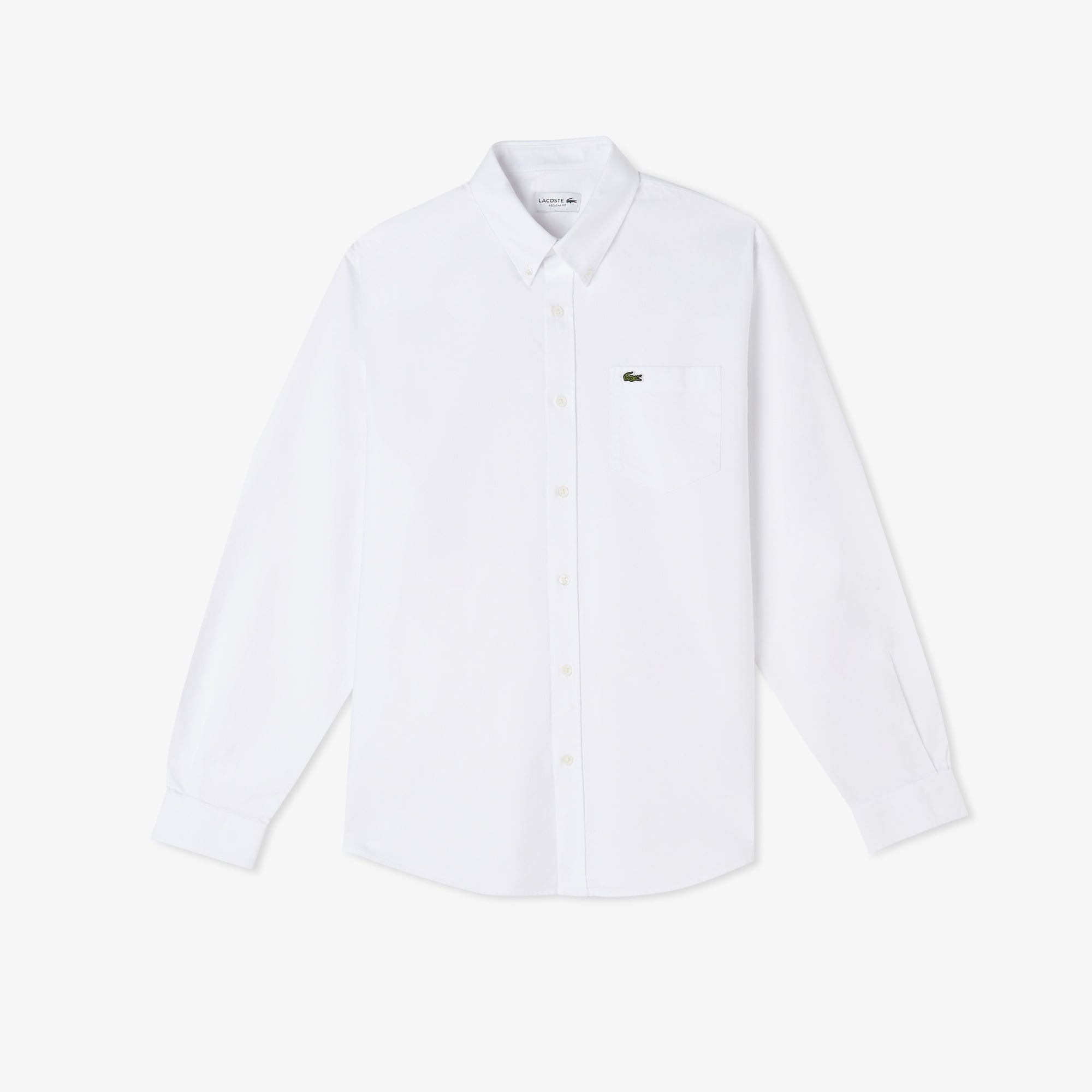 Erkek Regular Fit Düğmeli Yaka Organik Pamuk Beyaz Gömlek