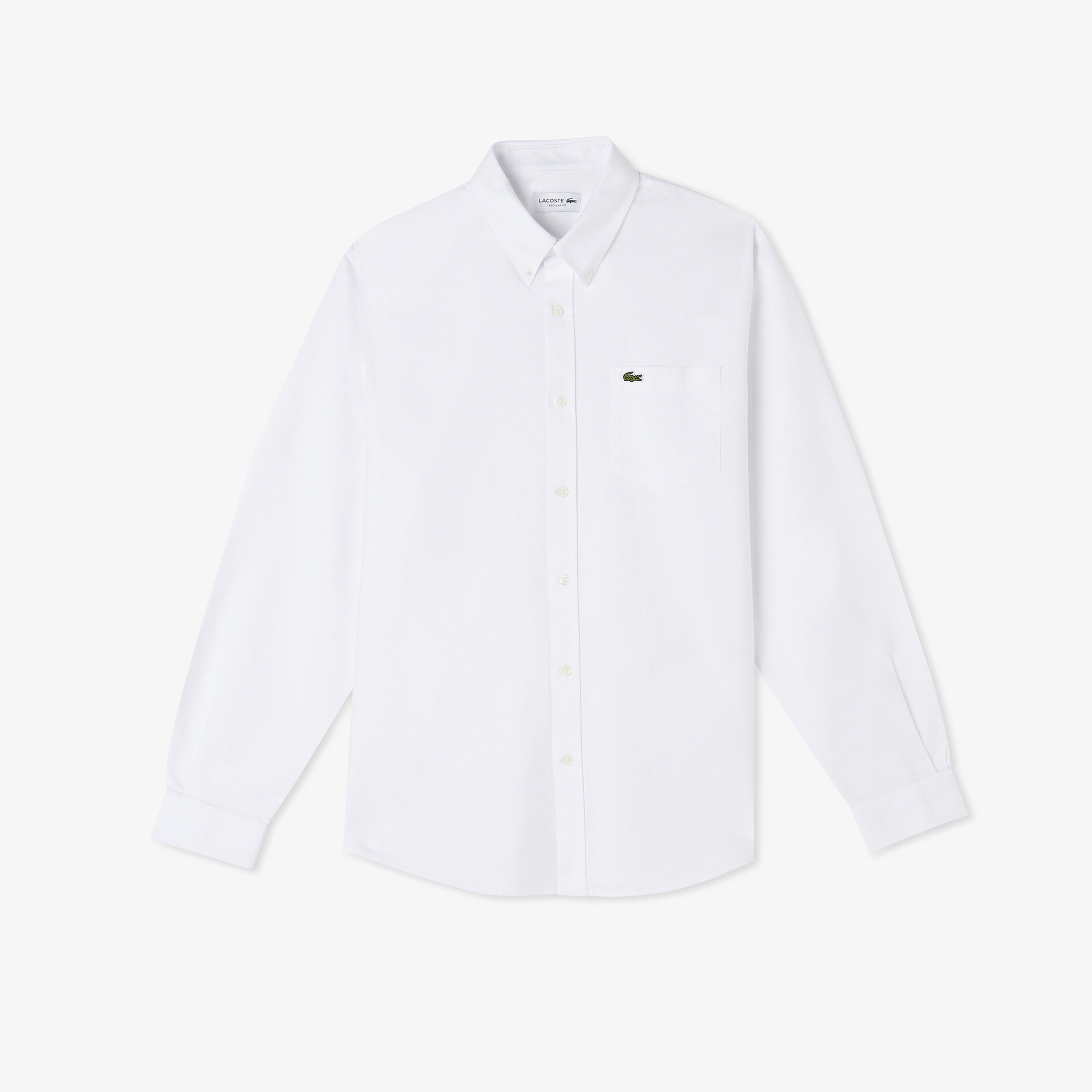 Erkek Regular Fit Düğmeli Yaka Organik Pamuk Beyaz Gömlek