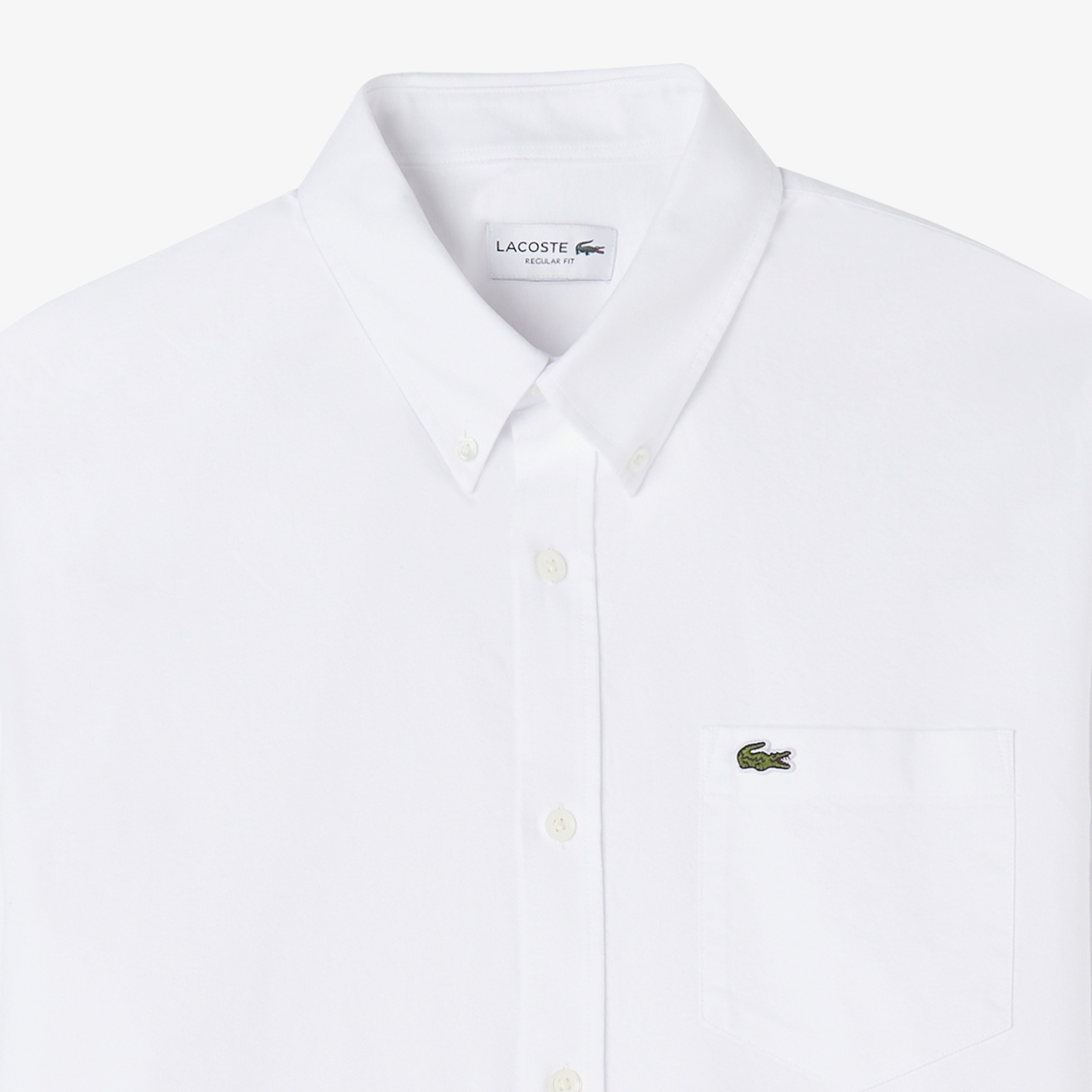 Erkek Regular Fit Düğmeli Yaka Organik Pamuk Beyaz Gömlek