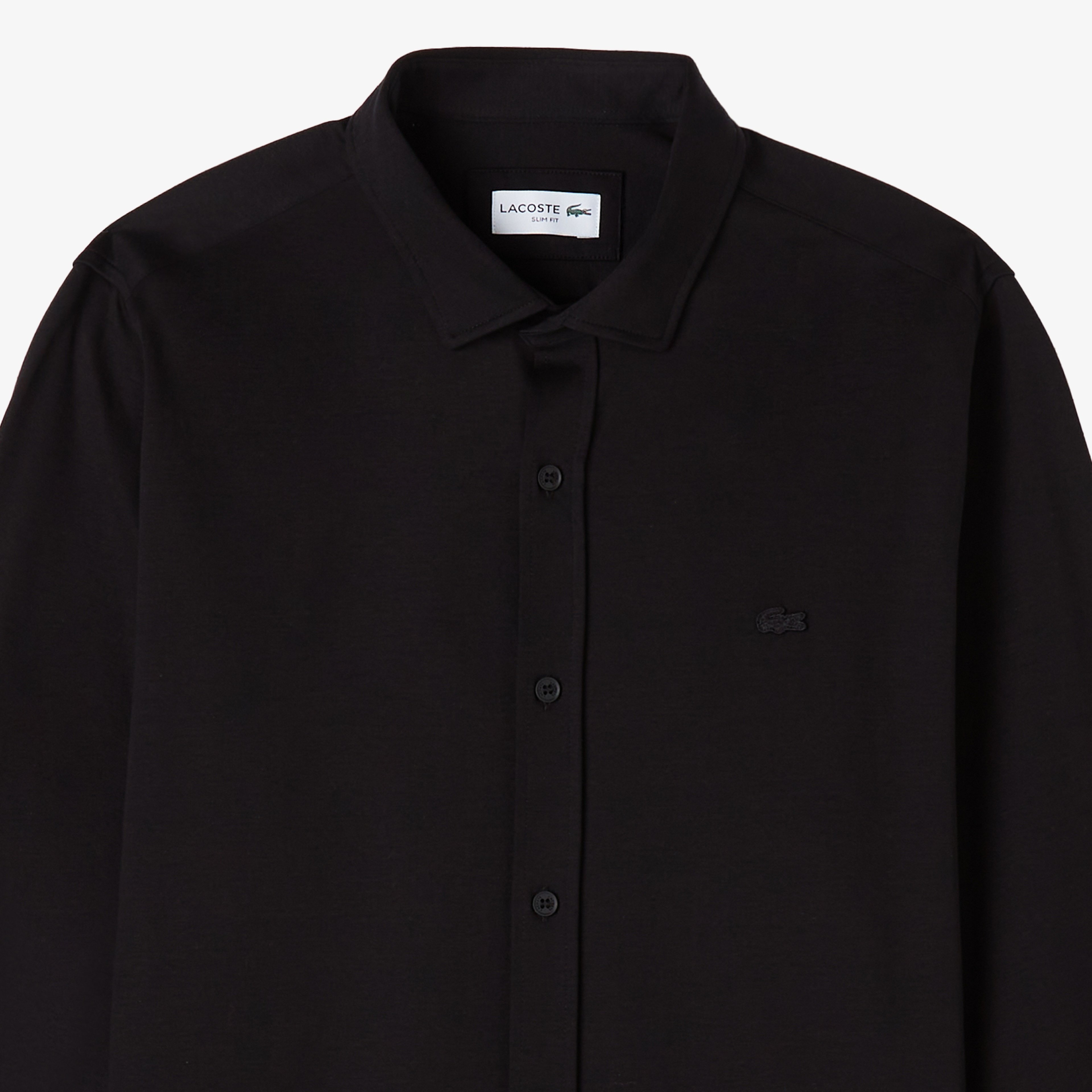 Erkek Slim Fit Siyah Gömlek