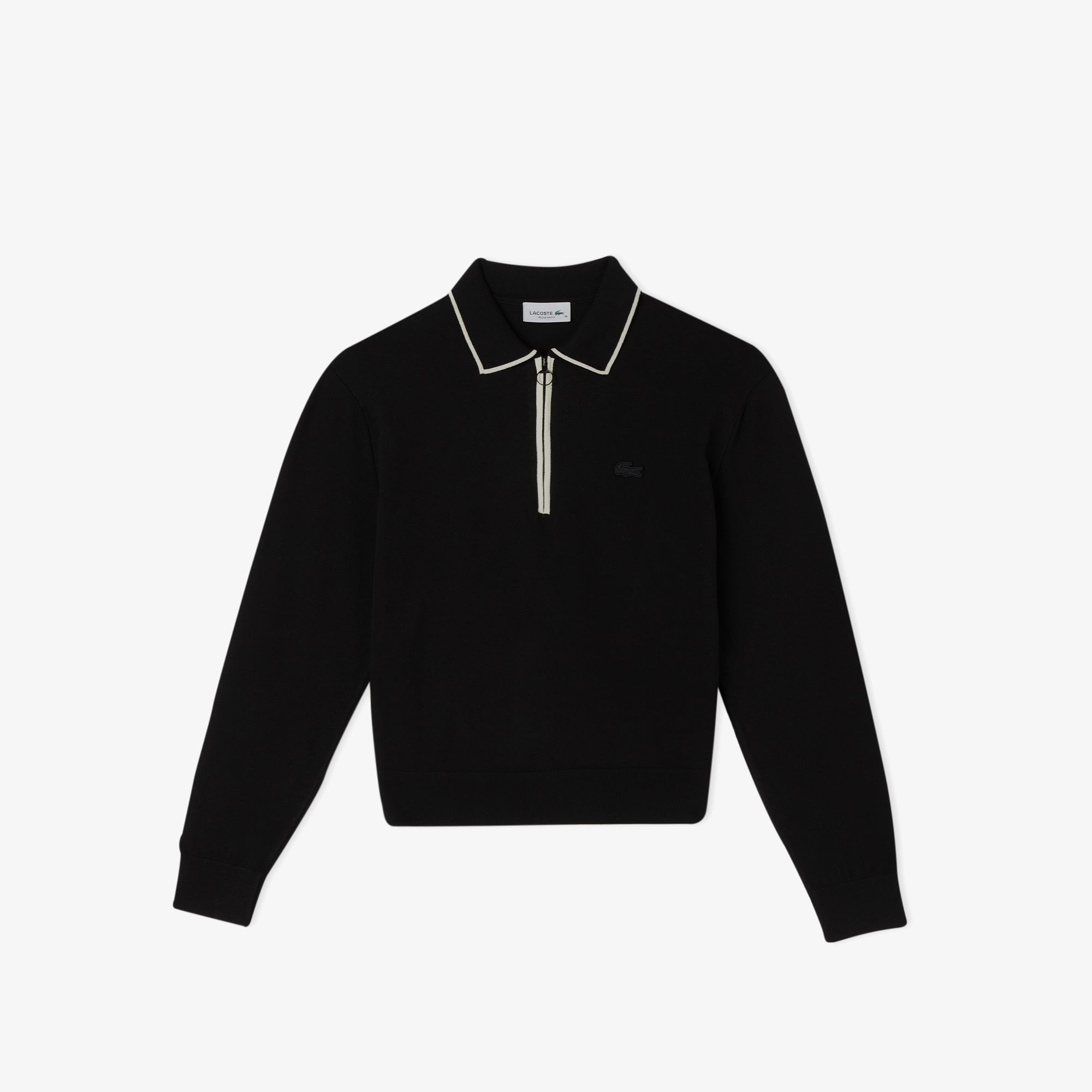 Kadın Regular Fit Polo Yaka Siyah Kazak